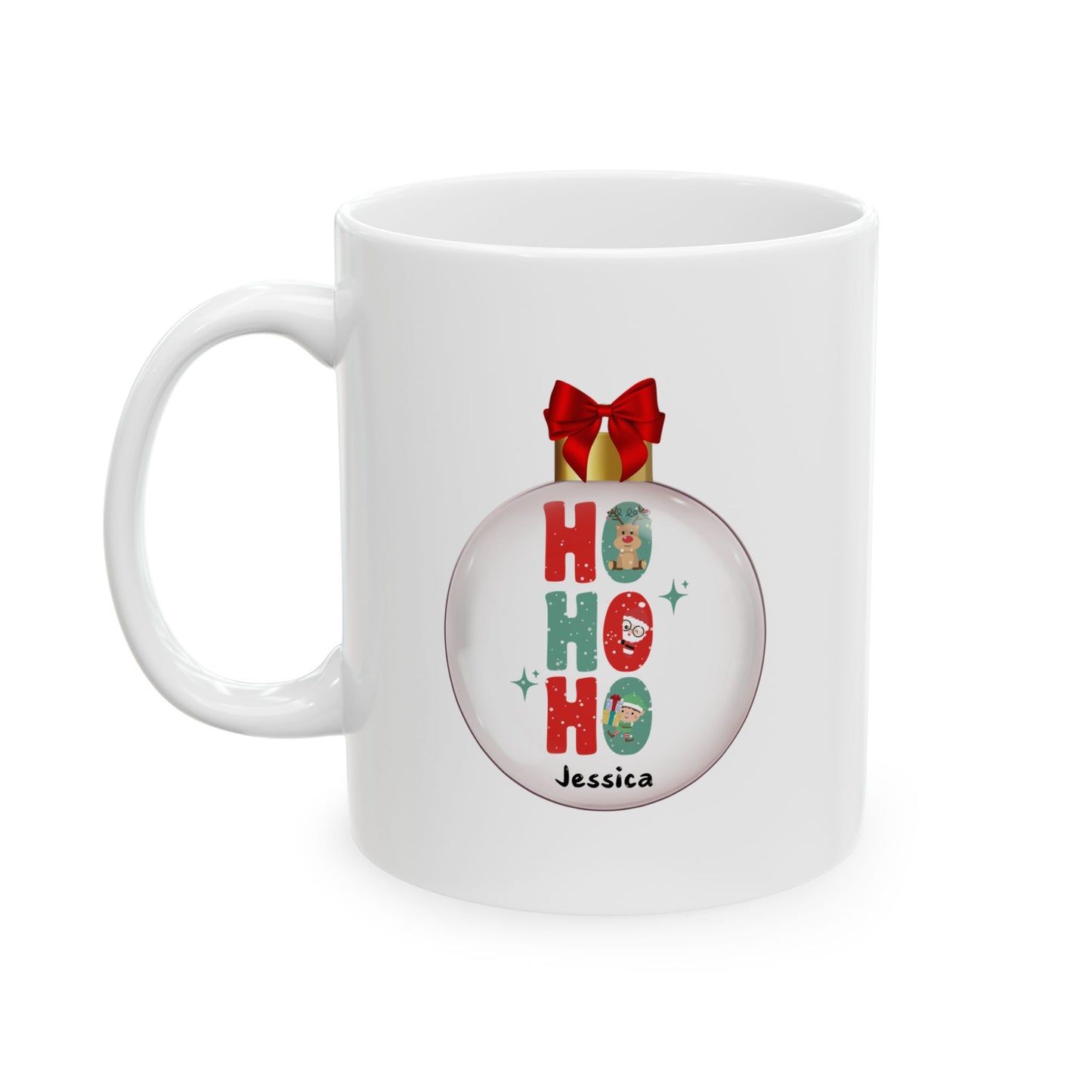 Ceramic Mug (11oz White) - Ho Ho Ho Christmas 2024 with Custom Name