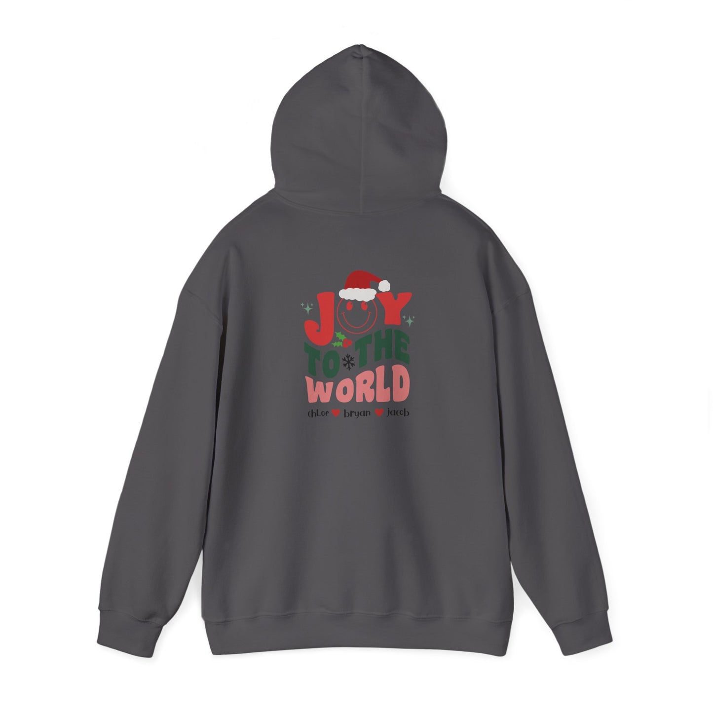 Unisex Heavy Blend Hooded Sweatshirt Joy To The World Christmas 2024 with Custom Name