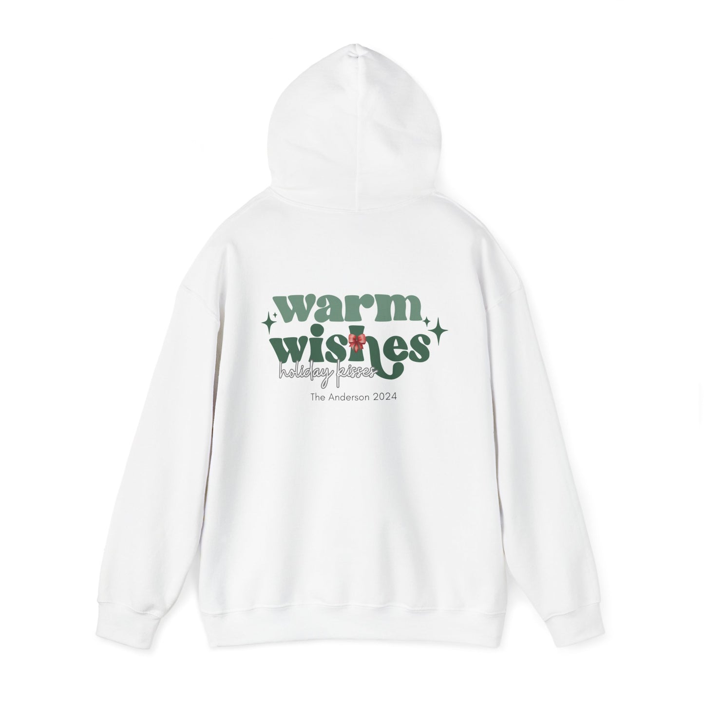 Unisex Heavy Blend Hooded Sweatshirt Warm Wishes Holiday Kisses Christmas 2024 with Custom Name