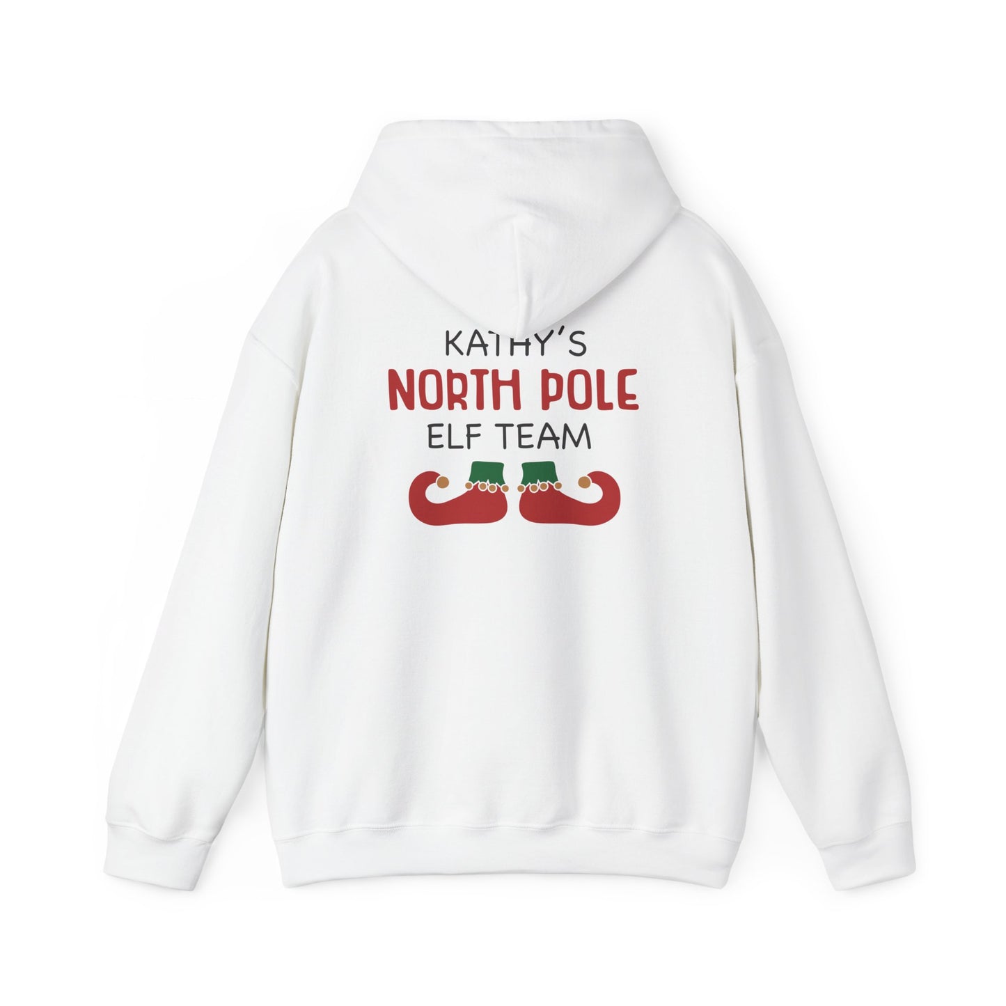 Unisex Heavy Blend Hooded Sweatshirt Christmas Design 2024 - North Pole Elf Team with Custom Name