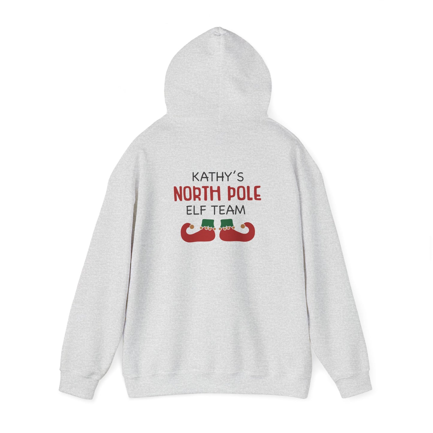 Unisex Heavy Blend Hooded Sweatshirt Christmas Design 2024 - North Pole Elf Team with Custom Name