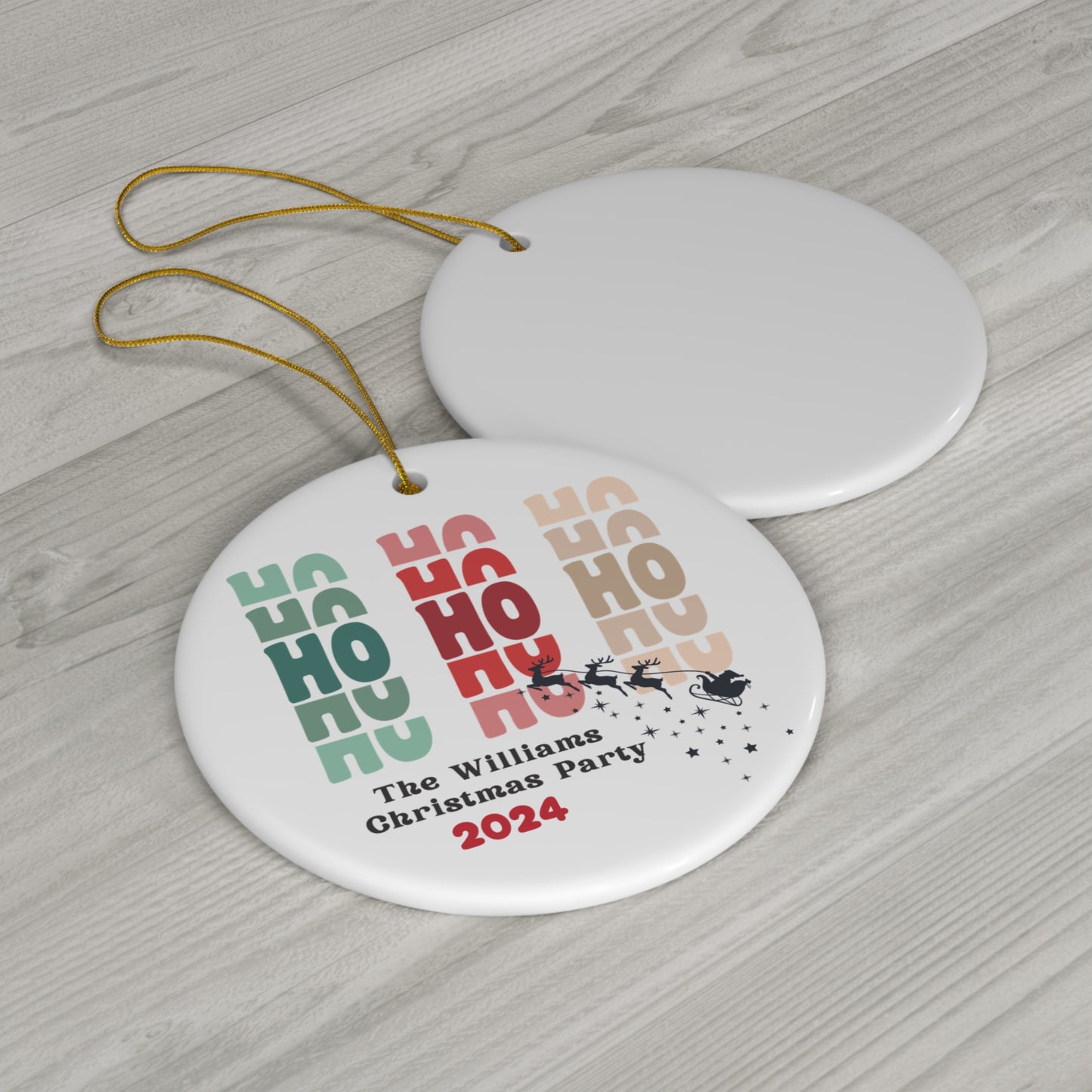 Ceramic Ornament - HO HO HO Christmas 2024 with Custom Name