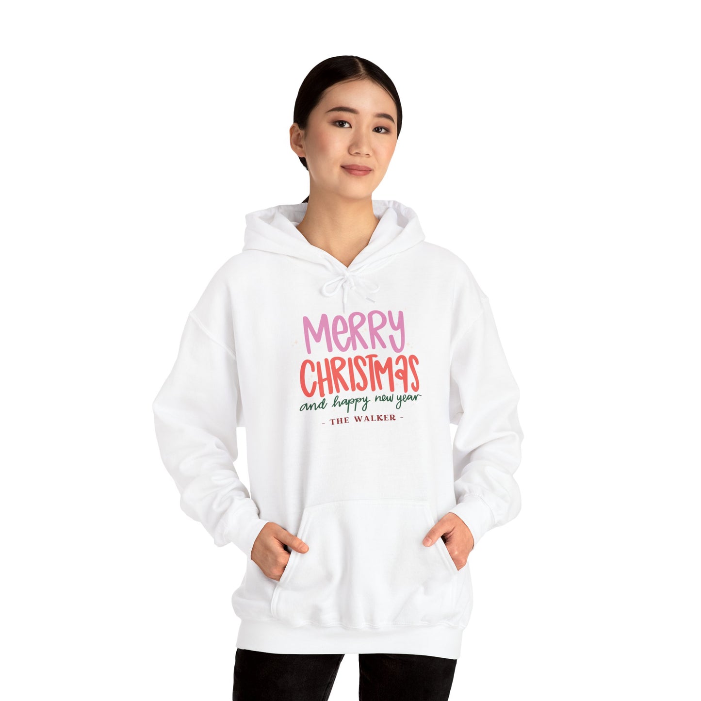 Unisex Heavy Blend Hooded Sweatshirt Merry Christmas And Happy New Year Christmas 2024 with Custom Name