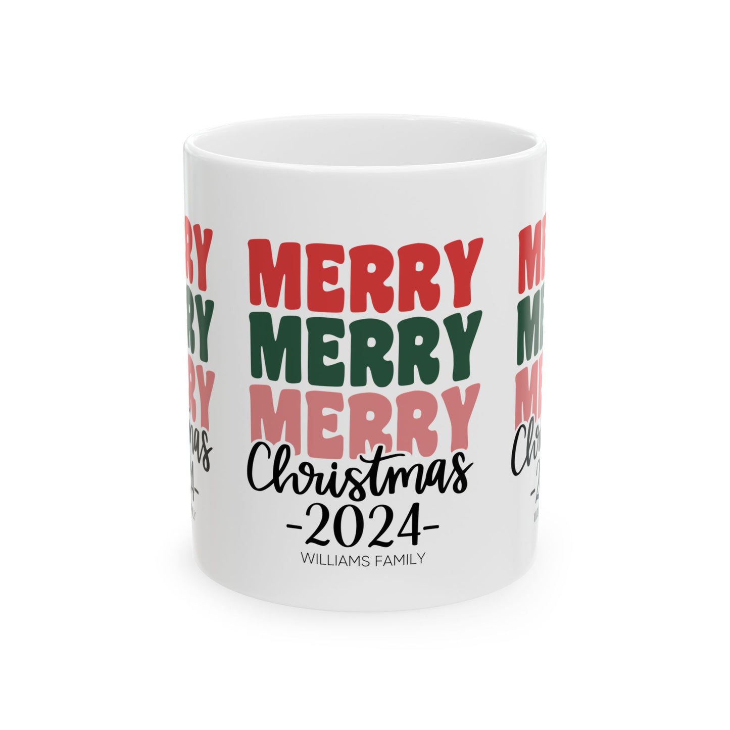 Ceramic Mug (11oz White) - Merry Christmas 2024 with Custom Name