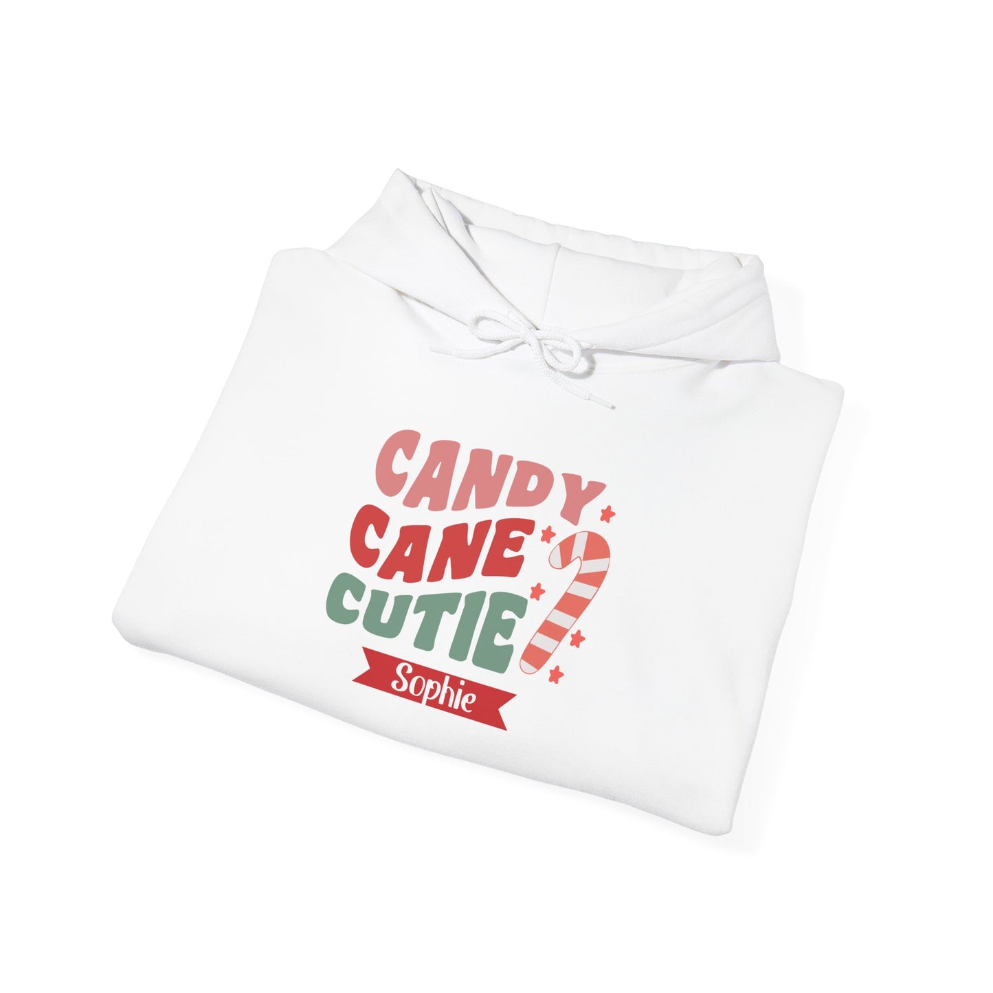 Unisex Heavy Blend Hooded Sweatshirt Candy Cane Cutie Christmas 2024 with Custom Name