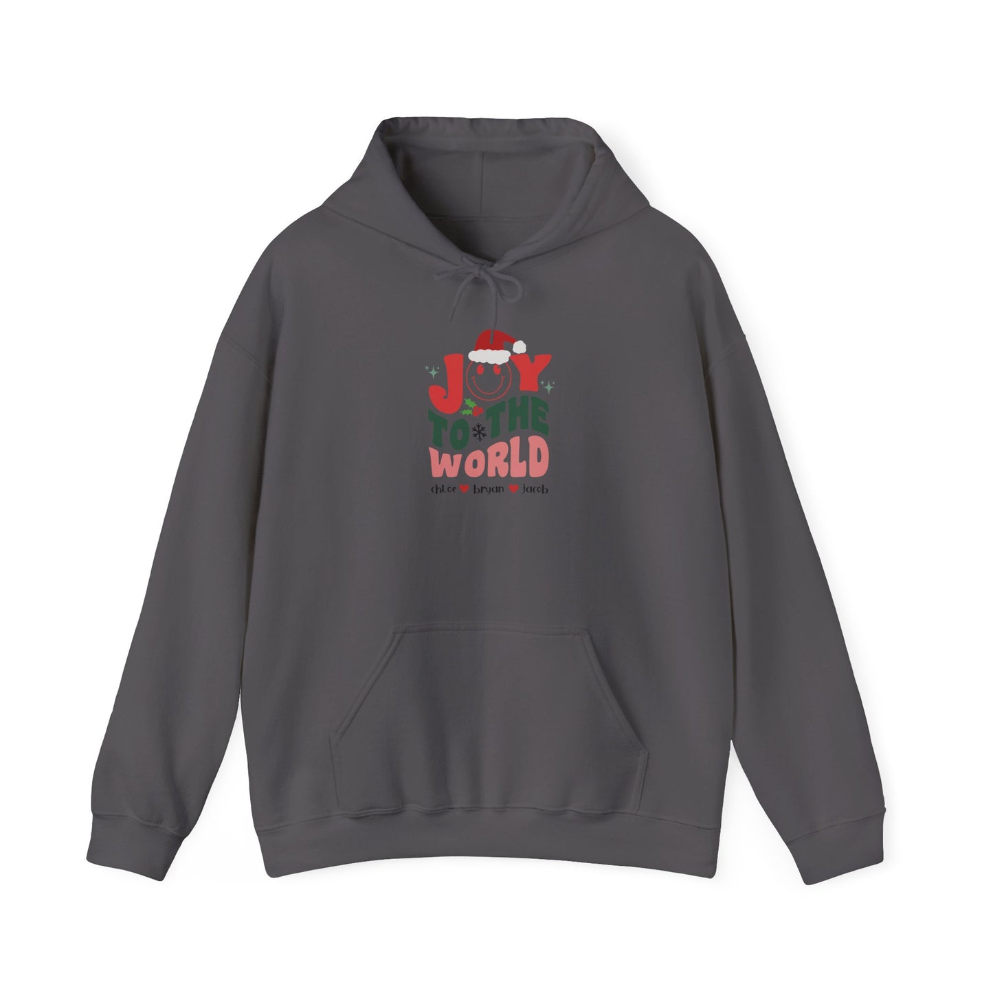 Unisex Heavy Blend Hooded Sweatshirt Joy To The World Christmas 2024 with Custom Name