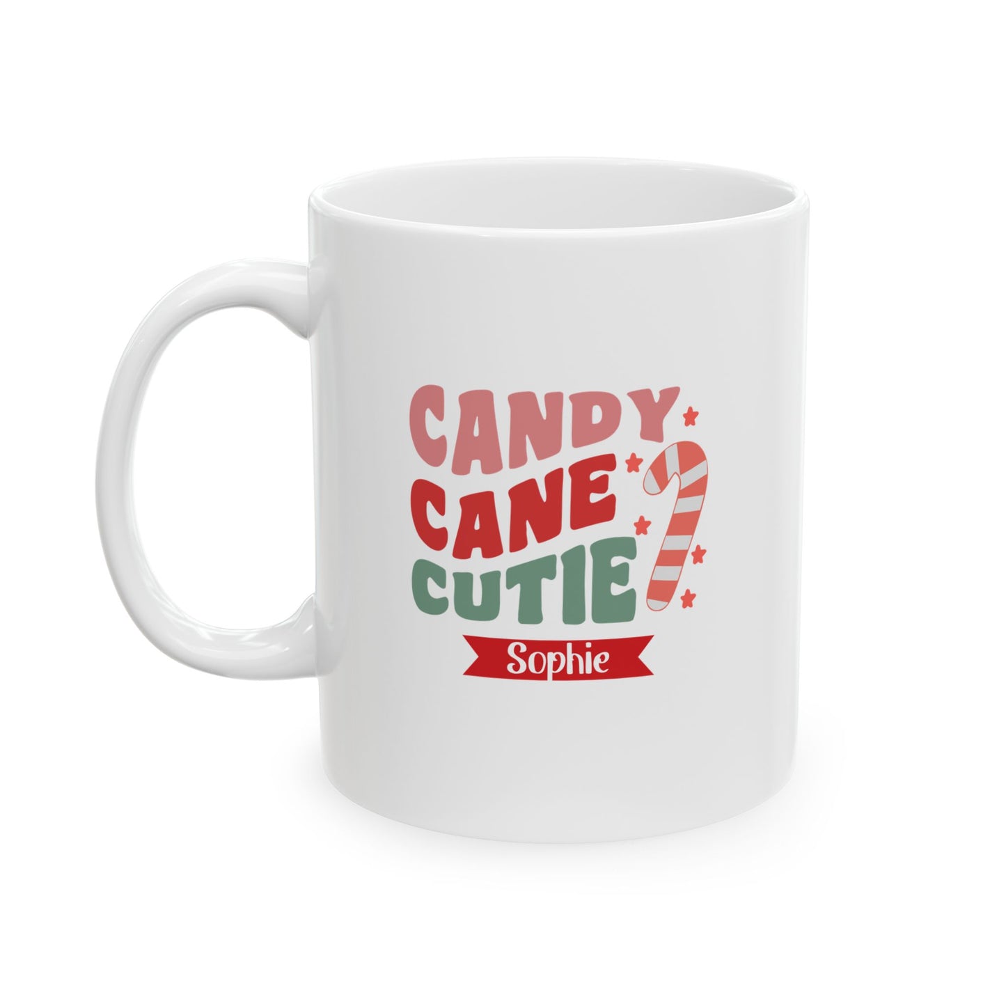 Ceramic Mug (11oz White) - Candy Cane Cutie Christmas 2024 with Custom Name