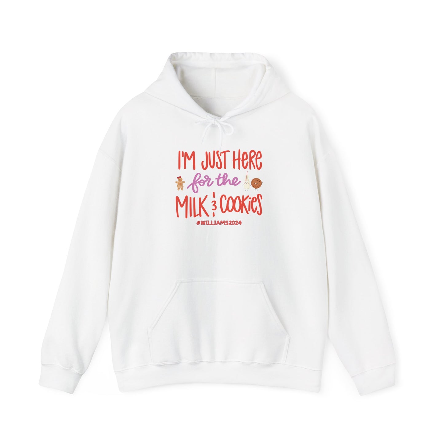 Unisex Heavy Blend Hooded Sweatshirt I'm just Here for the Milk & Cookies Christmas 2024 with Custom Name