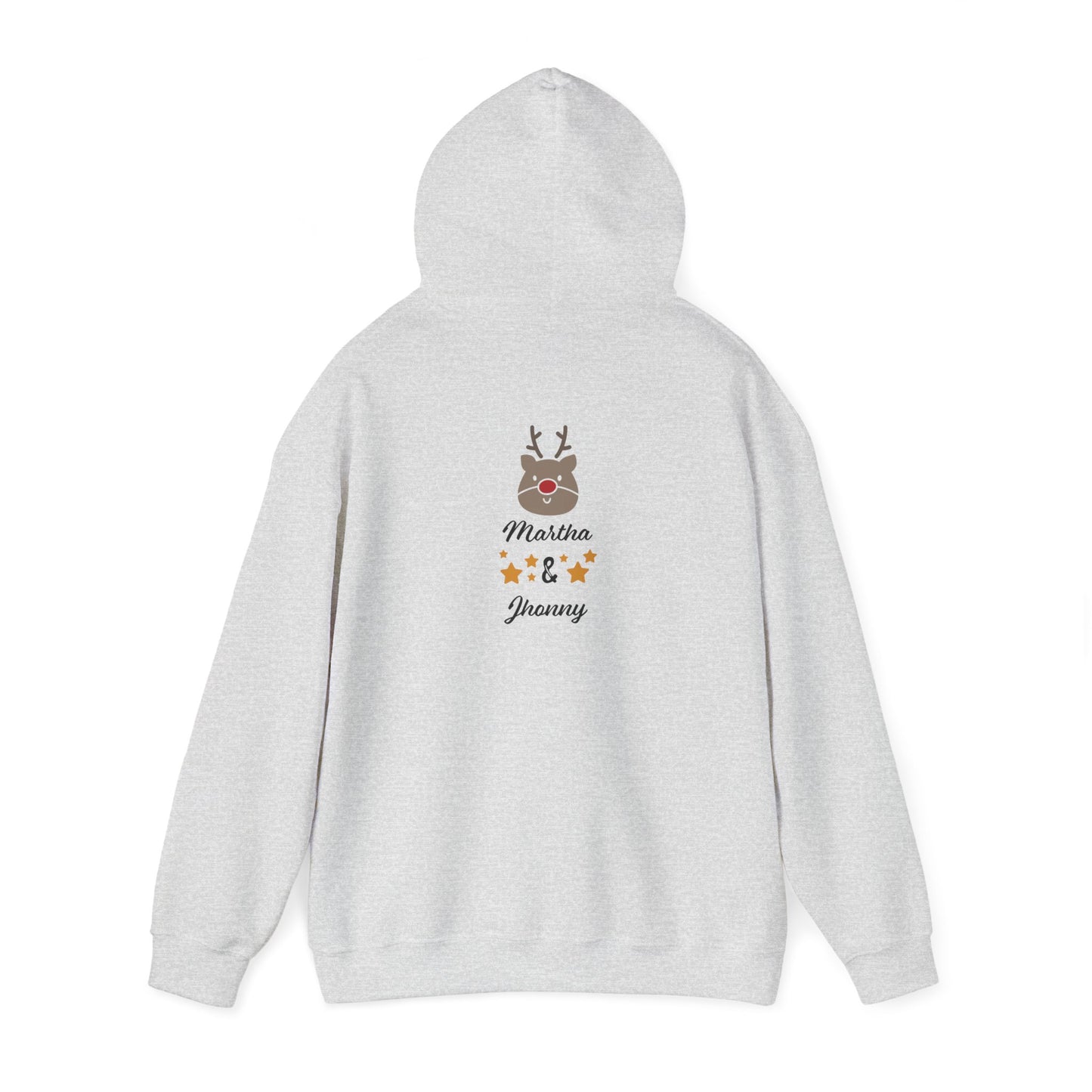 Unisex Heavy Blend Hooded Sweatshirt Christmas Design 2024 - Reindeer Names with Custom Name