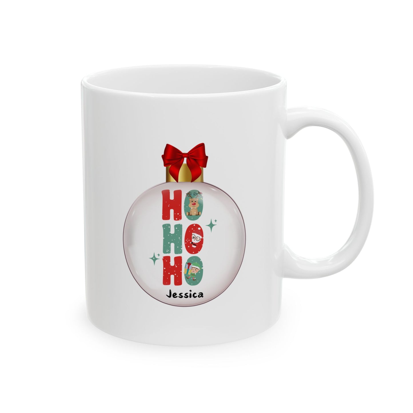 Ceramic Mug (11oz White) - Ho Ho Ho Christmas 2024 with Custom Name