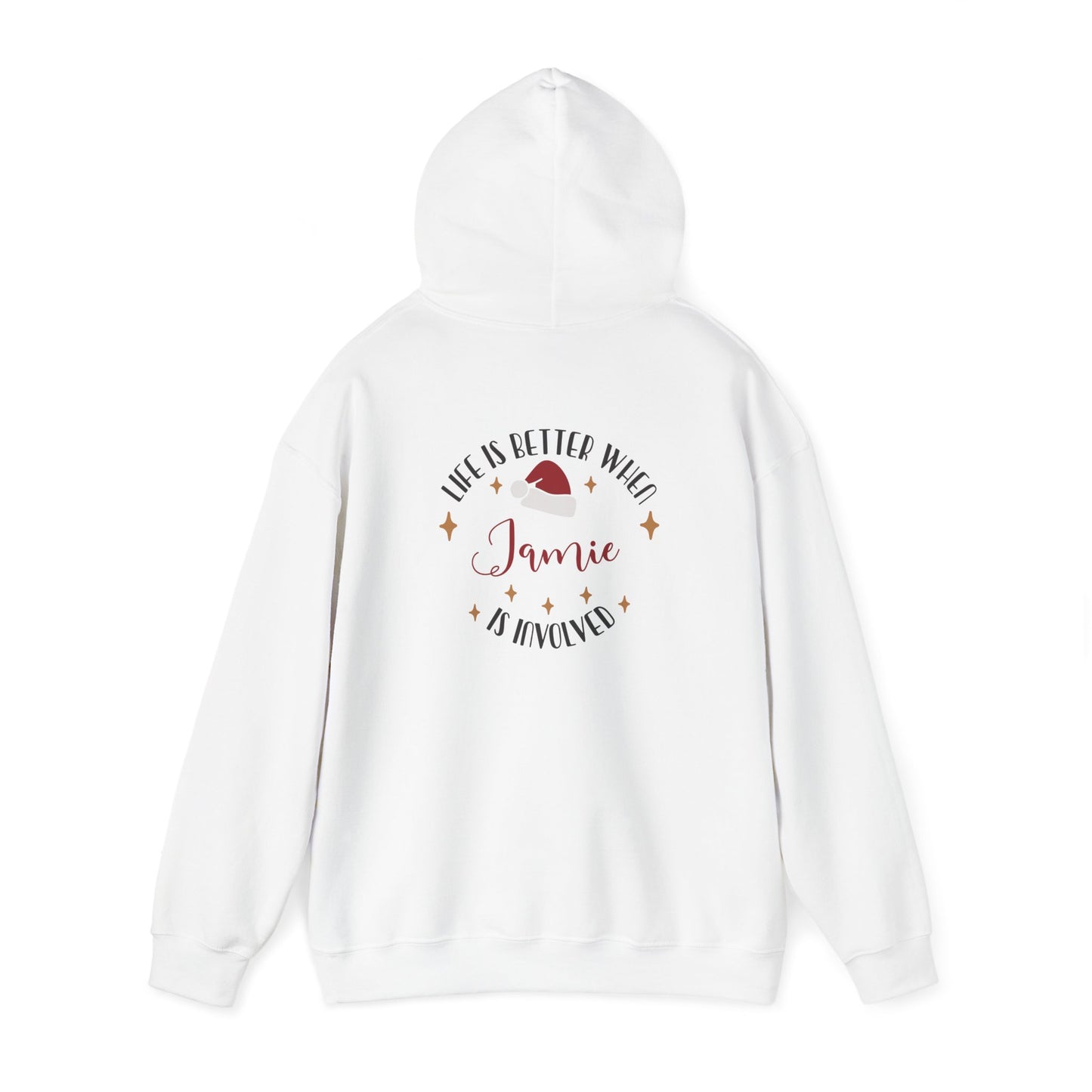 Unisex Heavy Blend Hooded Sweatshirt Christmas Design 2024 - Life Is Better with Custom Name