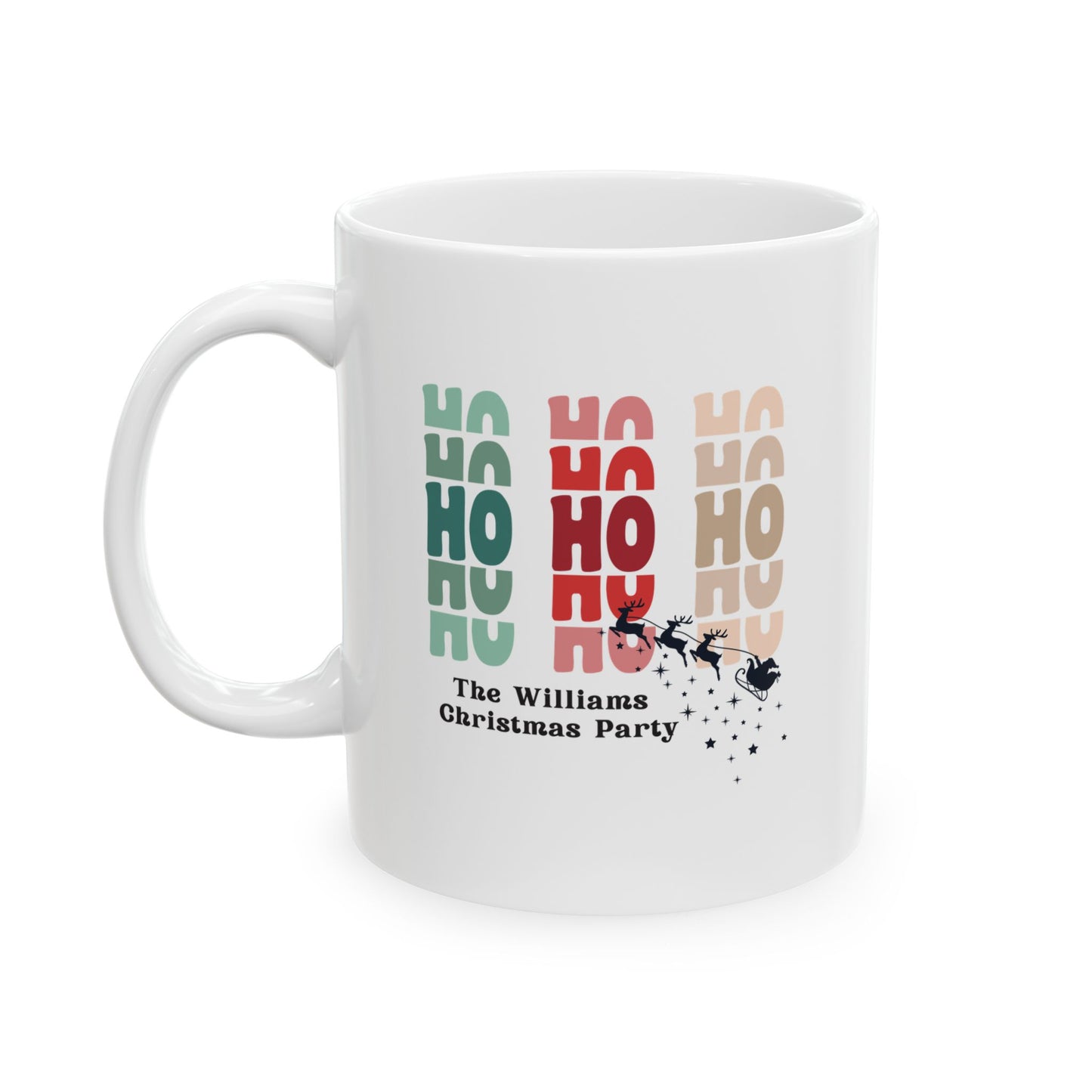 Ceramic Mug (11oz White) - HO HO HO Christmas 2024 with Custom Name