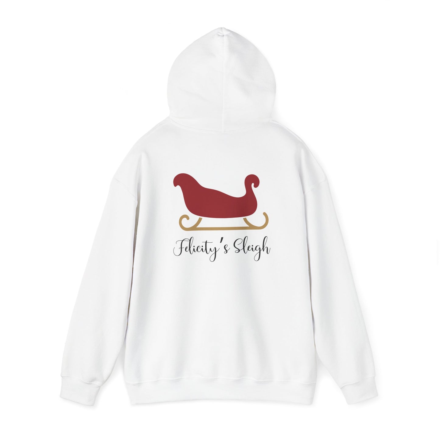 Unisex Heavy Blend Hooded Sweatshirt Christmas Design 2024 - Sleigh with Custom Name