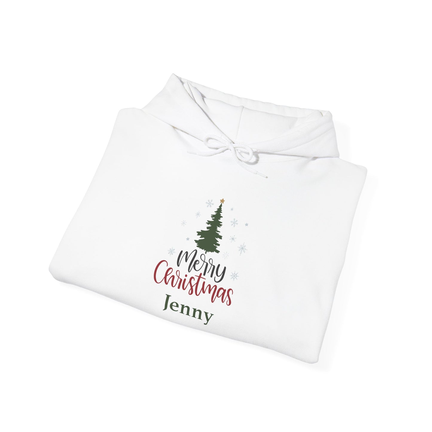 Unisex Heavy Blend Hooded Sweatshirt Christmas Design 2024 - Merry Christmas Tree with Custom Name