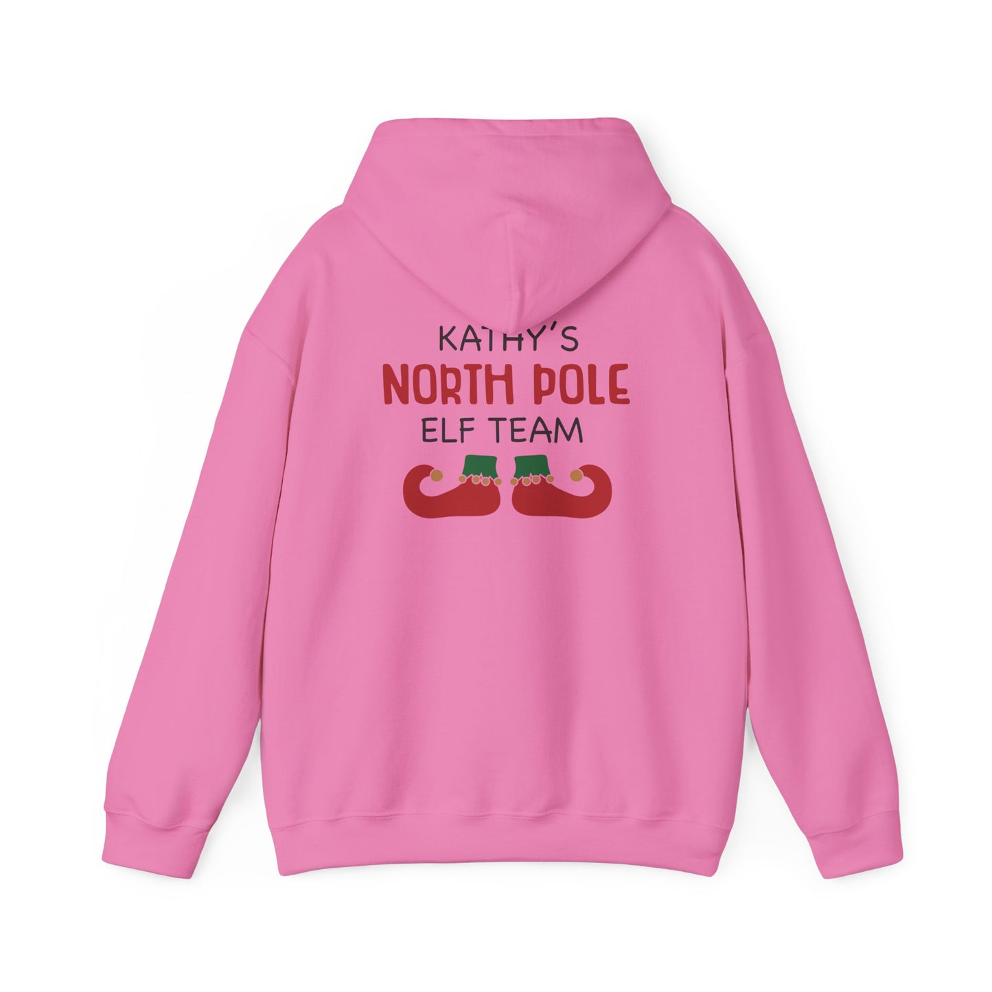 Unisex Heavy Blend Hooded Sweatshirt Christmas Design 2024 - North Pole Elf Team with Custom Name