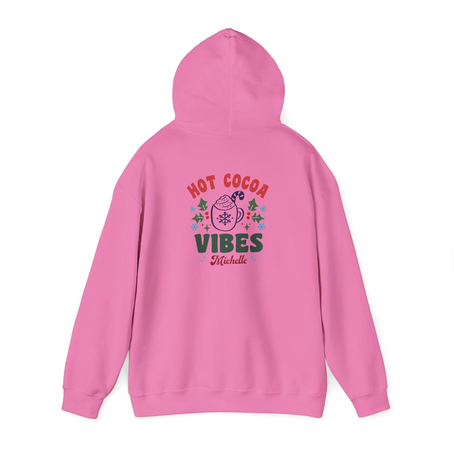 Unisex Heavy Blend Hooded Sweatshirt Hot Cocoa Vibes Christmas 2024 with Custom Name