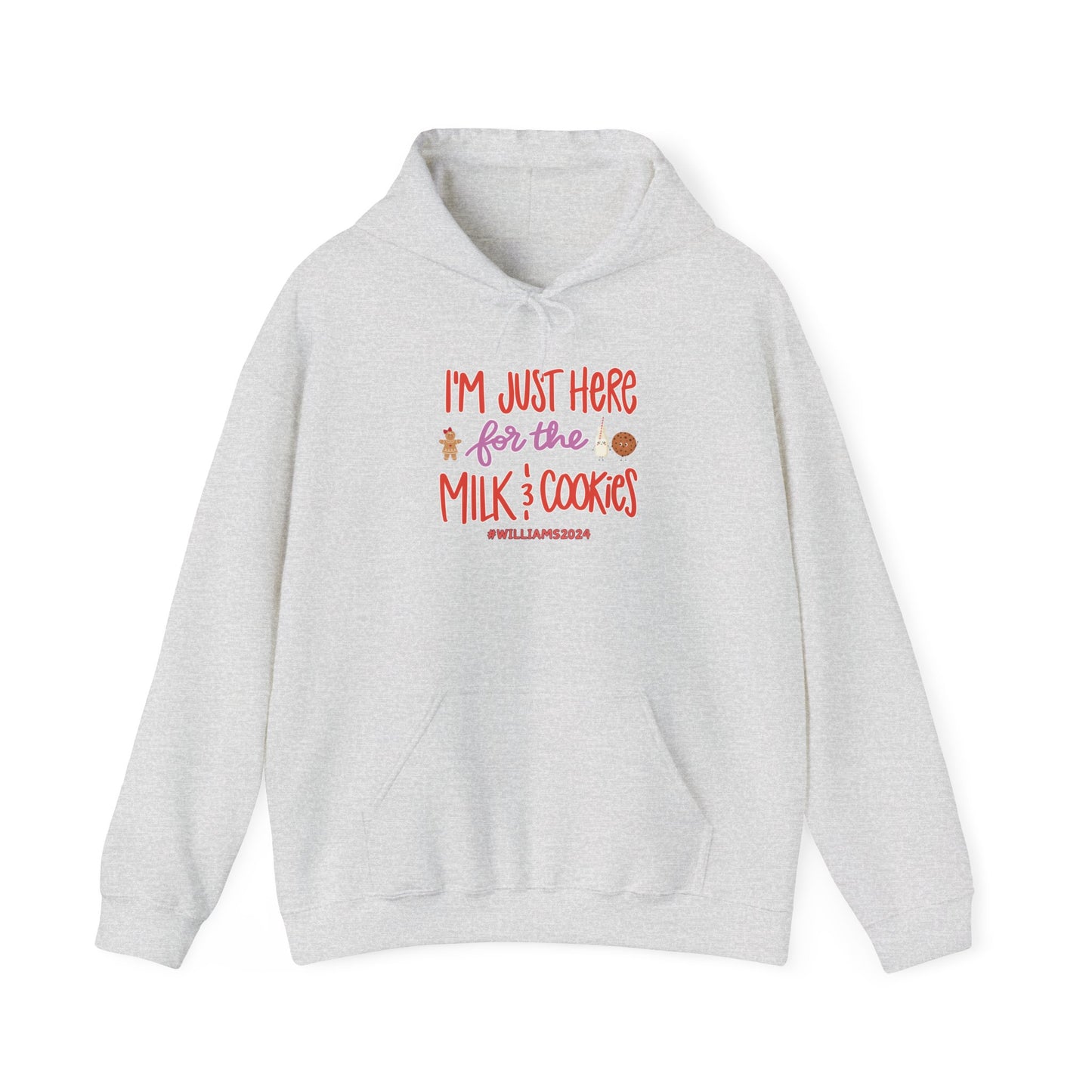 Unisex Heavy Blend Hooded Sweatshirt I'm just Here for the Milk & Cookies Christmas 2024 with Custom Name