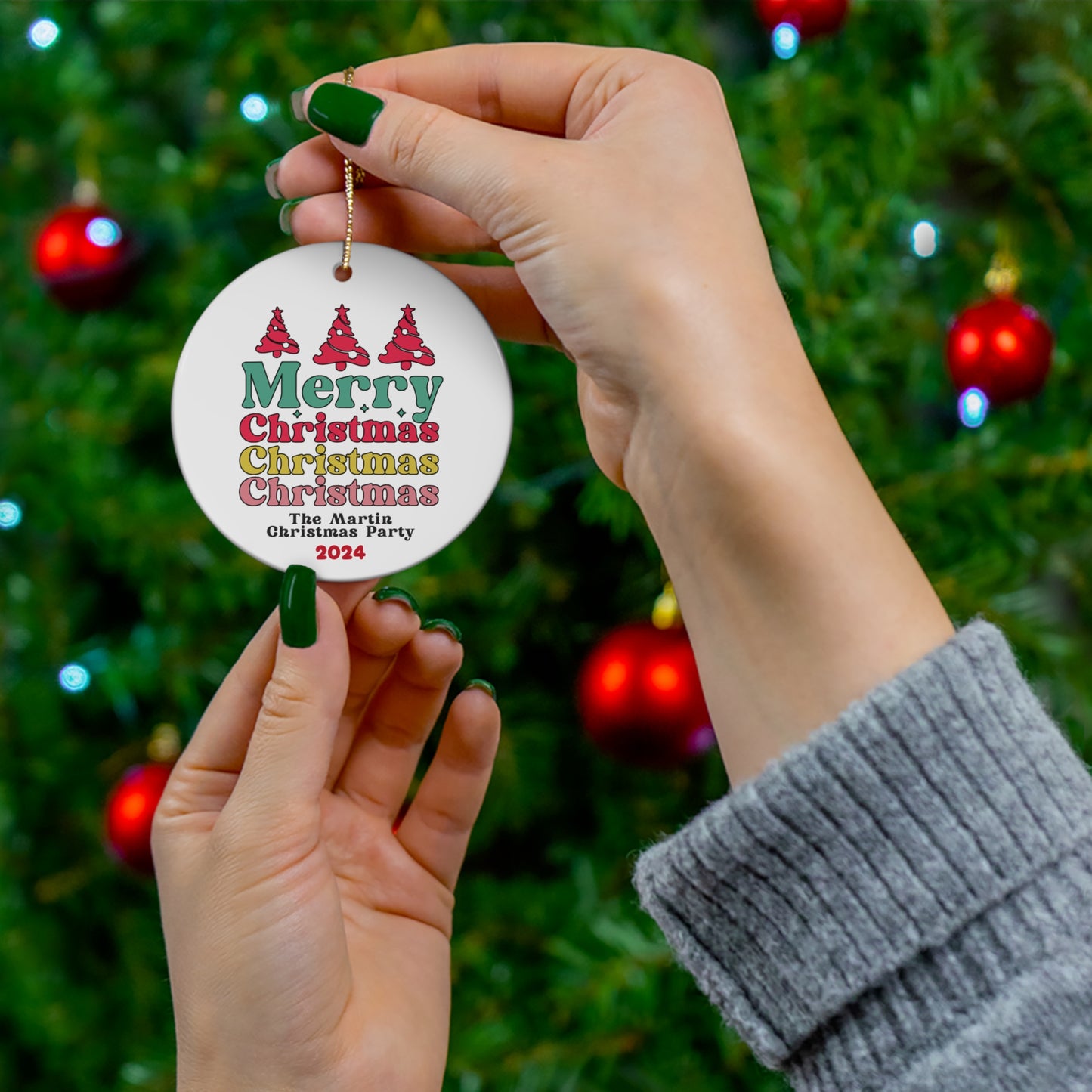 Ceramic Ornament - Merry Christmas 2024 with Custom Name