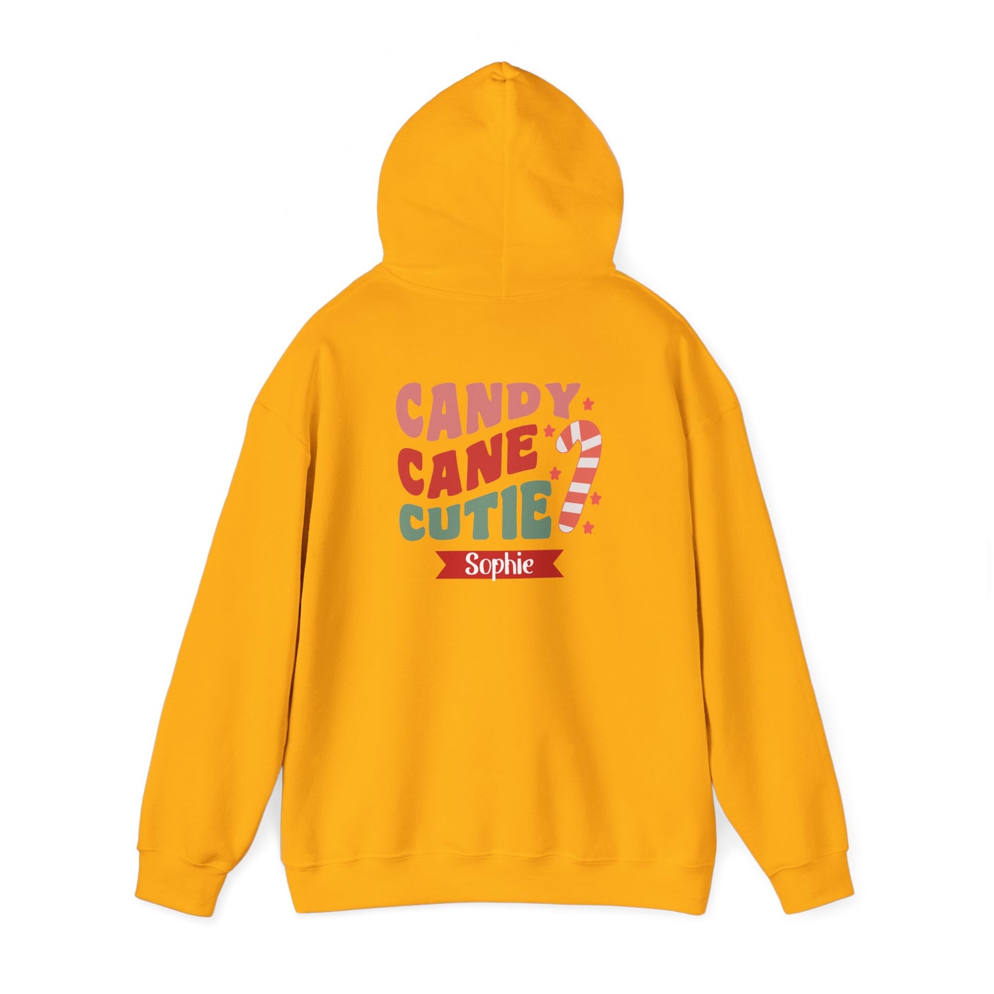 Unisex Heavy Blend Hooded Sweatshirt Candy Cane Cutie Christmas 2024 with Custom Name