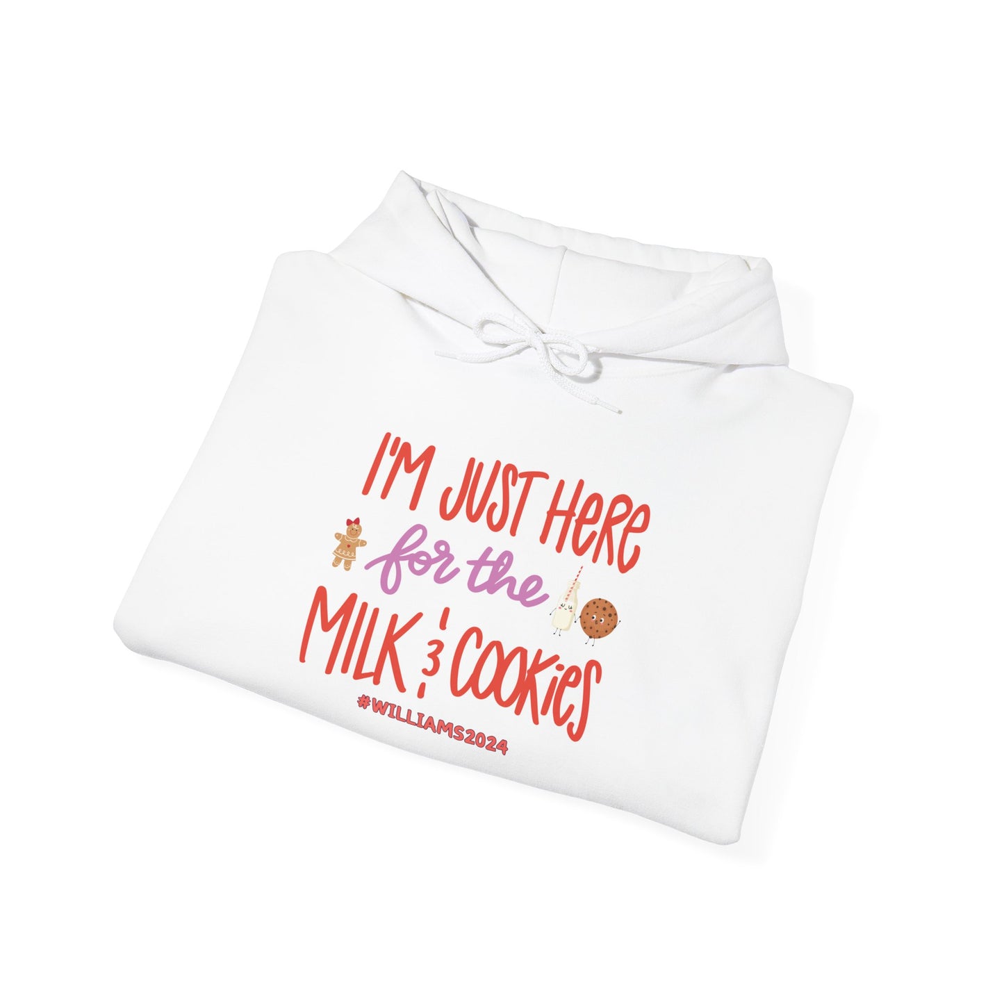 Unisex Heavy Blend Hooded Sweatshirt I'm just Here for the Milk & Cookies Christmas 2024 with Custom Name