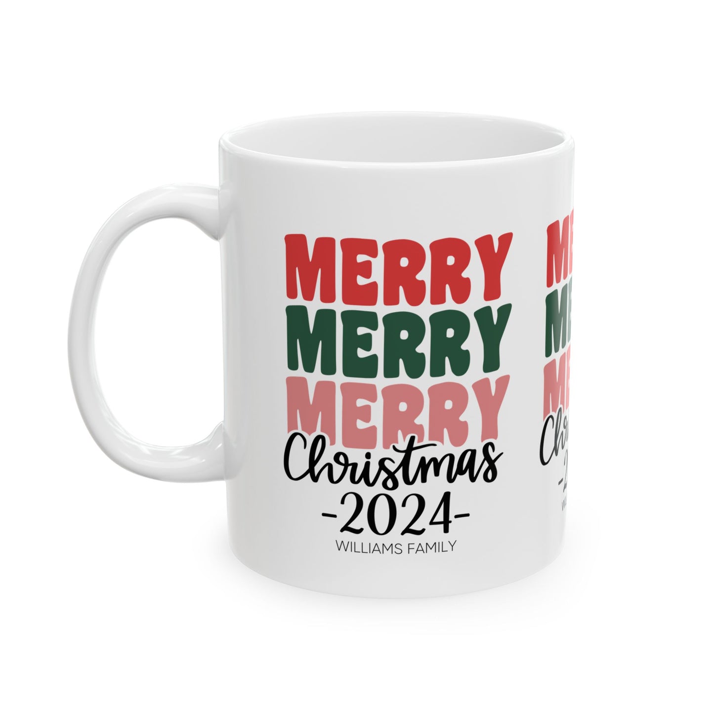 Ceramic Mug (11oz White) - Merry Christmas 2024 with Custom Name