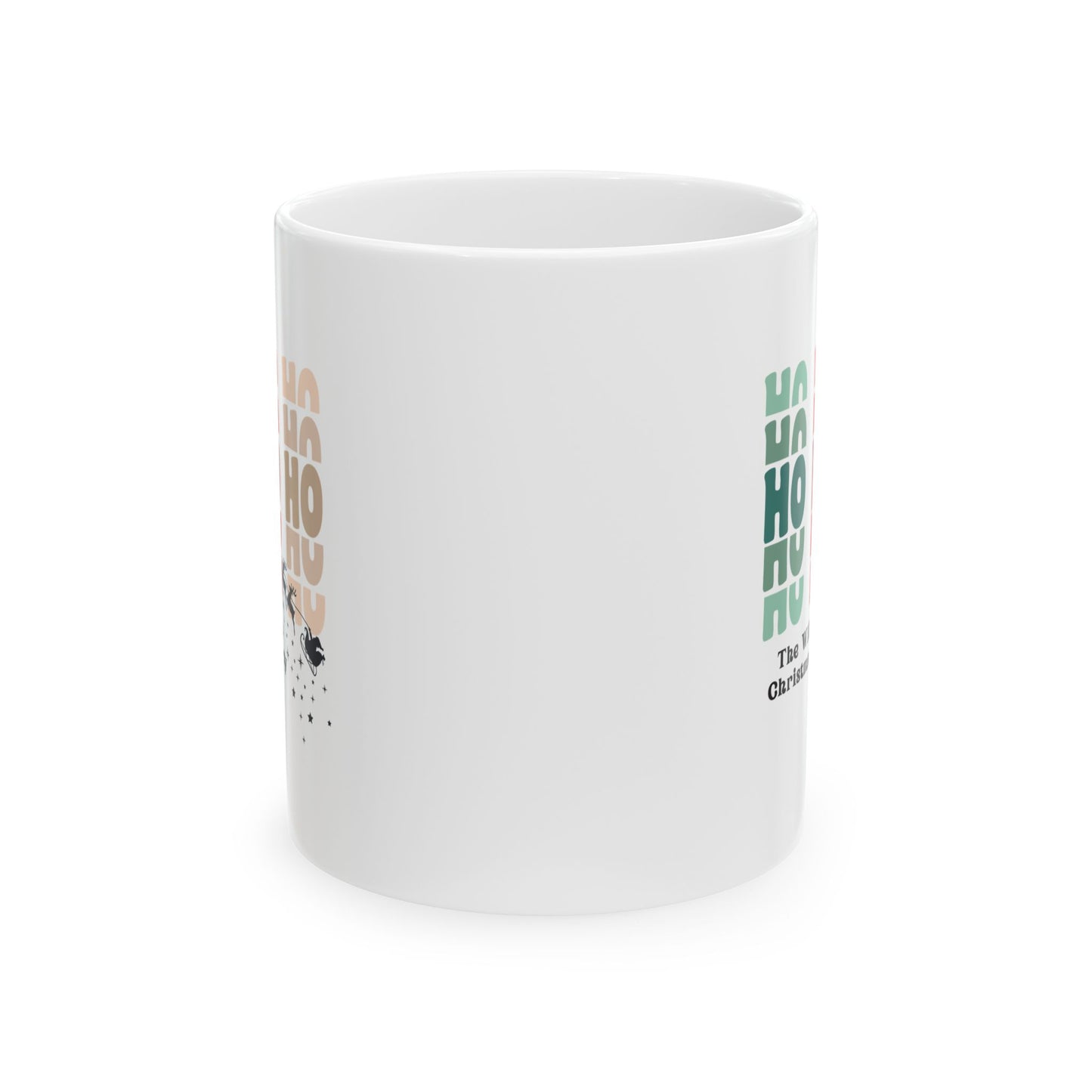 Ceramic Mug (11oz White) - HO HO HO Christmas 2024 with Custom Name