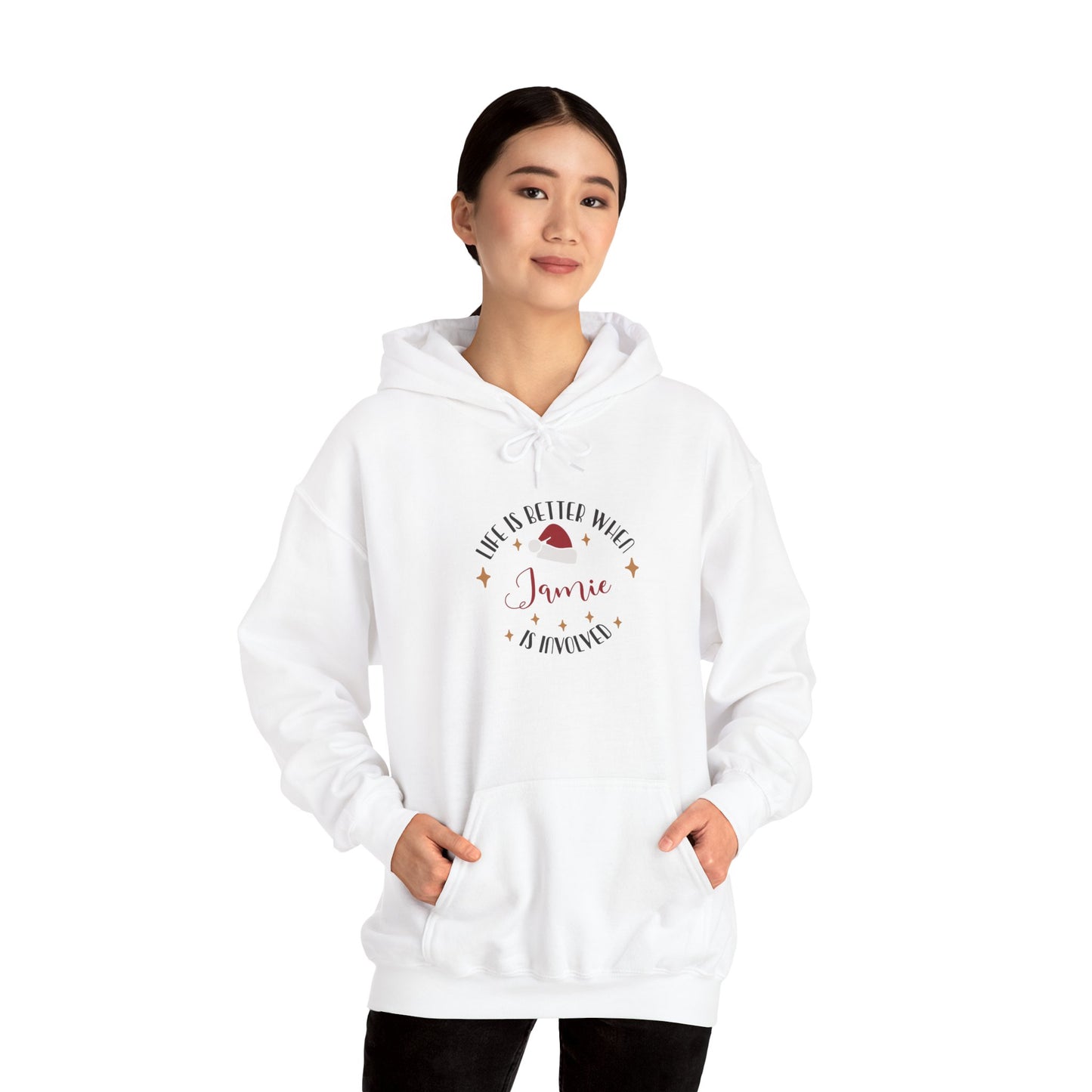 Unisex Heavy Blend Hooded Sweatshirt Christmas Design 2024 - Life Is Better with Custom Name