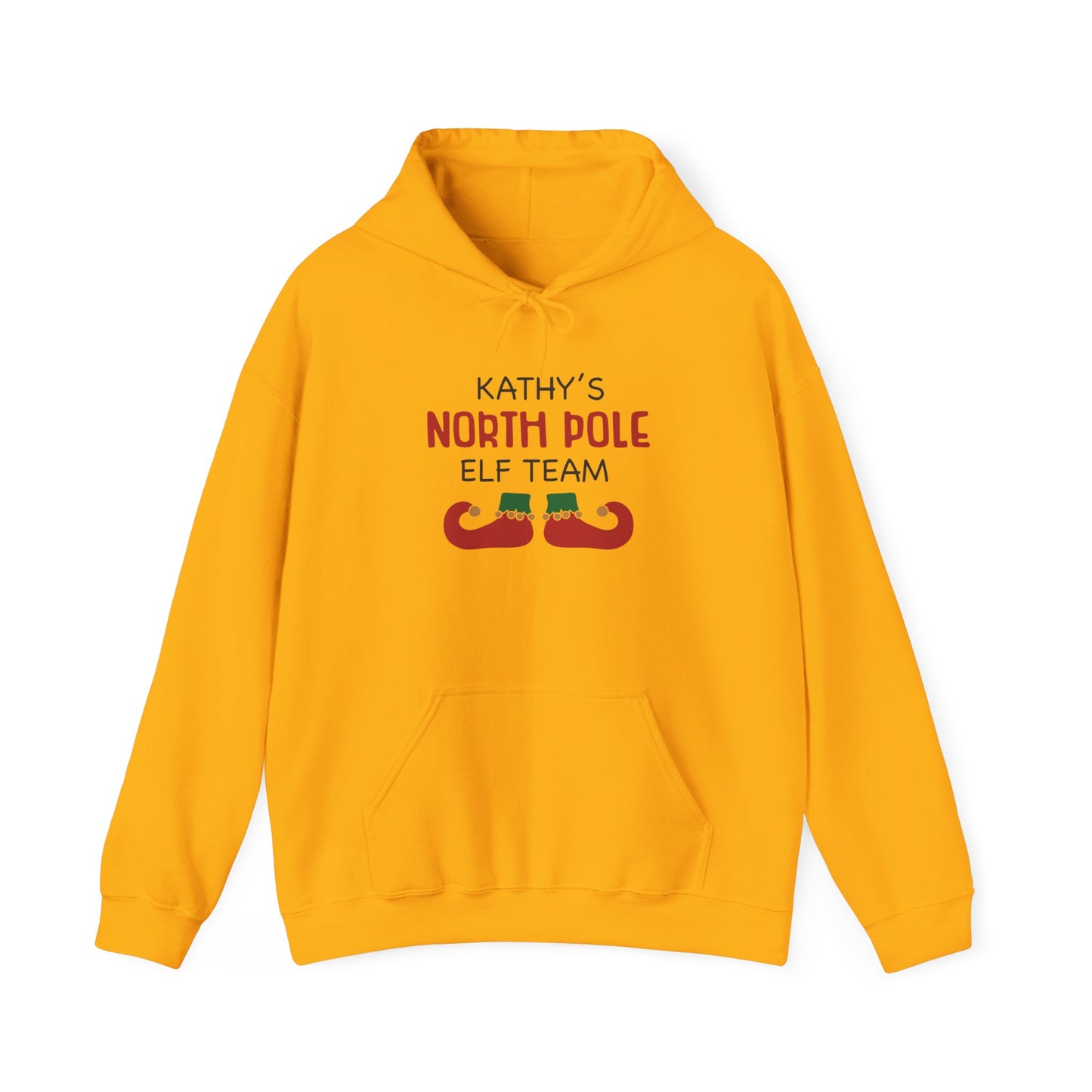 Unisex Heavy Blend Hooded Sweatshirt Christmas Design 2024 - North Pole Elf Team with Custom Name