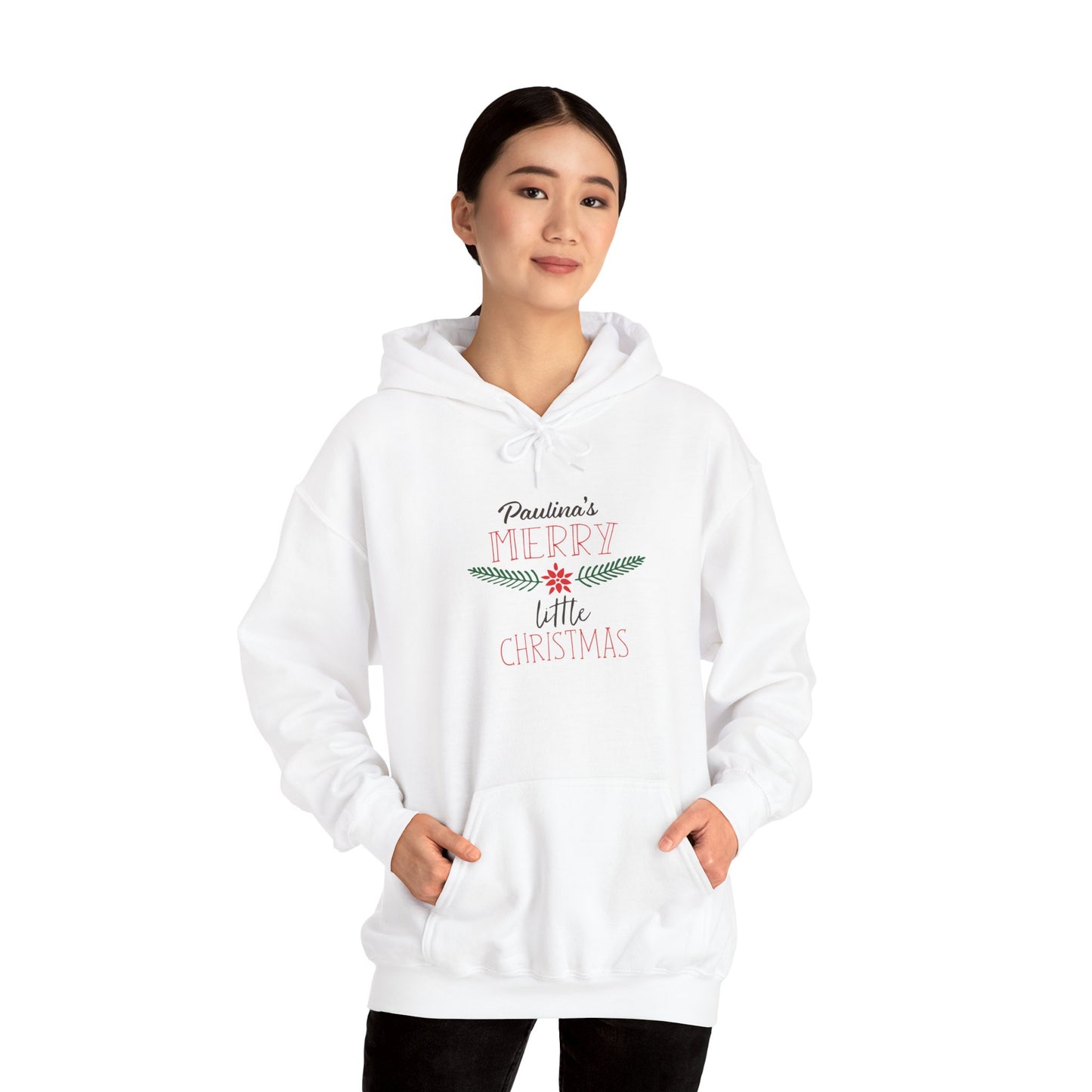 Unisex Heavy Blend Hooded Sweatshirt Christmas Design 2024 - Merry Little Christmas with Custom Name