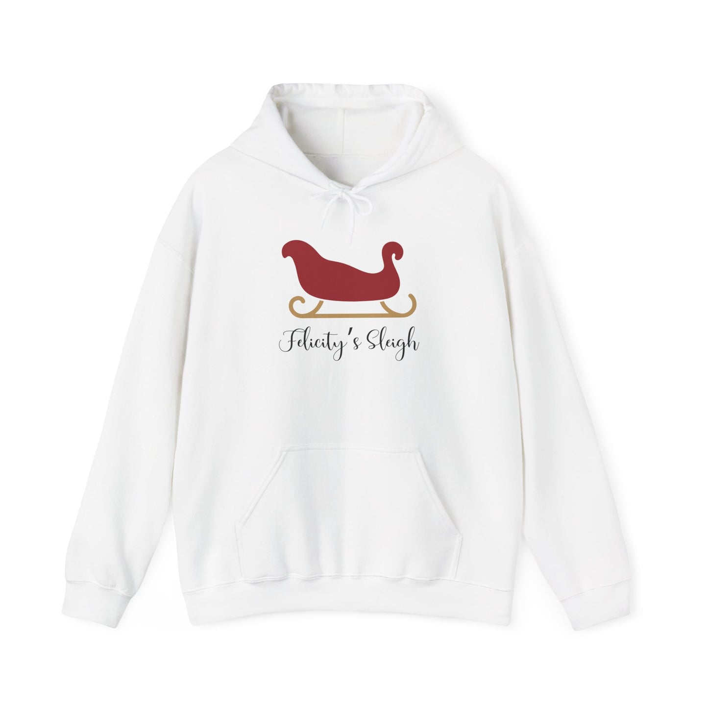 Unisex Heavy Blend Hooded Sweatshirt Christmas Design 2024 - Sleigh with Custom Name