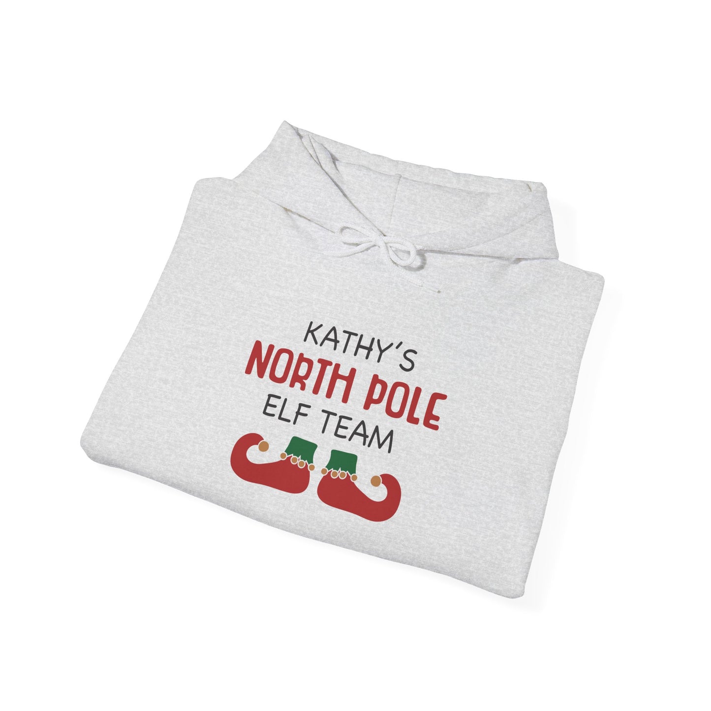 Unisex Heavy Blend Hooded Sweatshirt Christmas Design 2024 - North Pole Elf Team with Custom Name