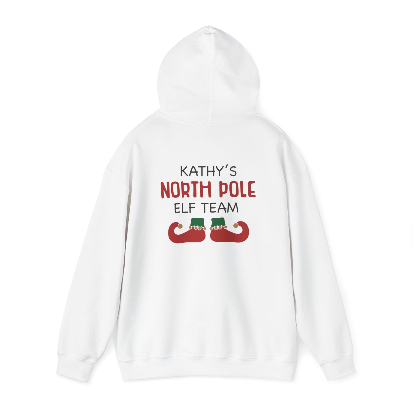 Unisex Heavy Blend Hooded Sweatshirt Christmas Design 2024 - North Pole Elf Team with Custom Name