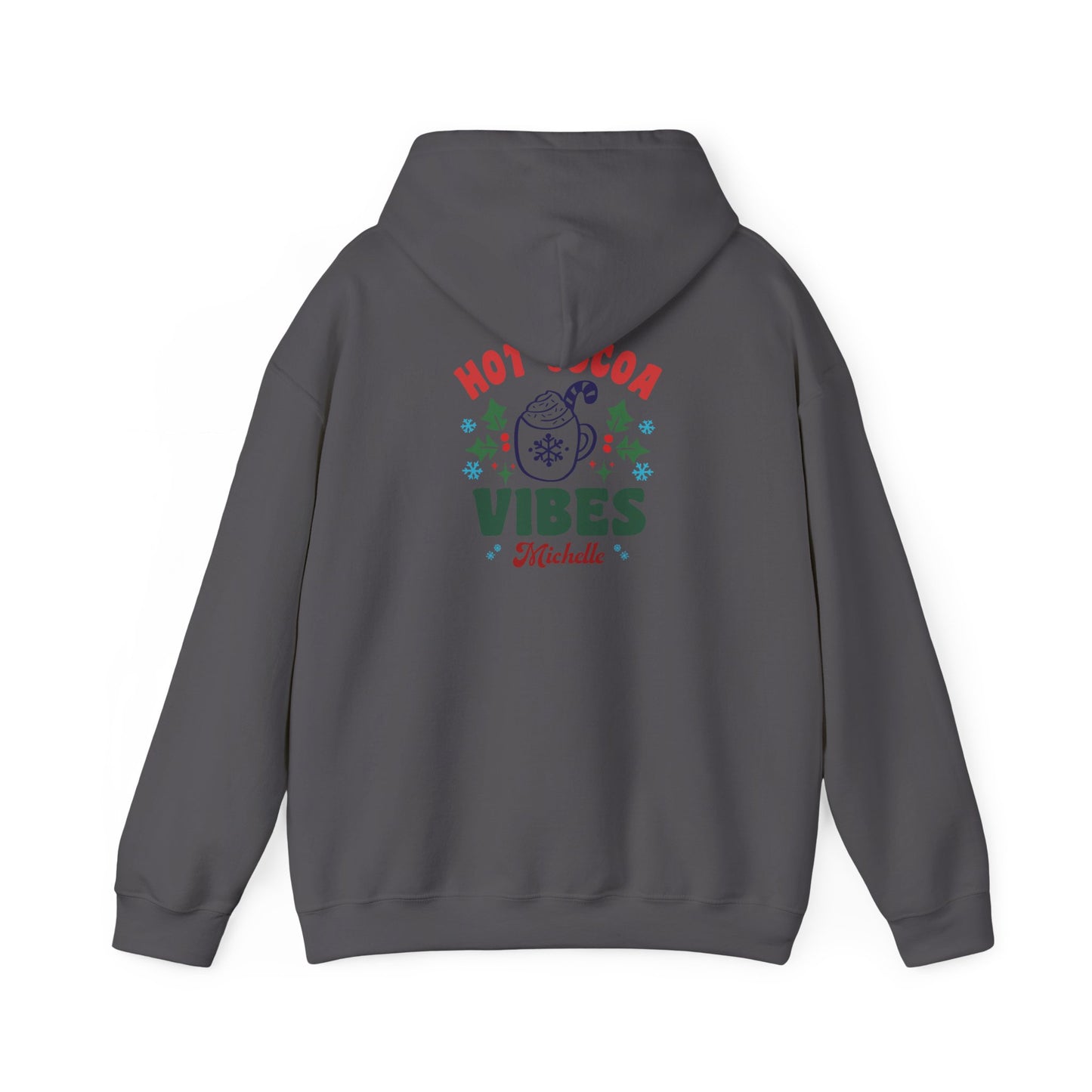 Unisex Heavy Blend Hooded Sweatshirt Hot Cocoa Vibes Christmas 2024 with Custom Name