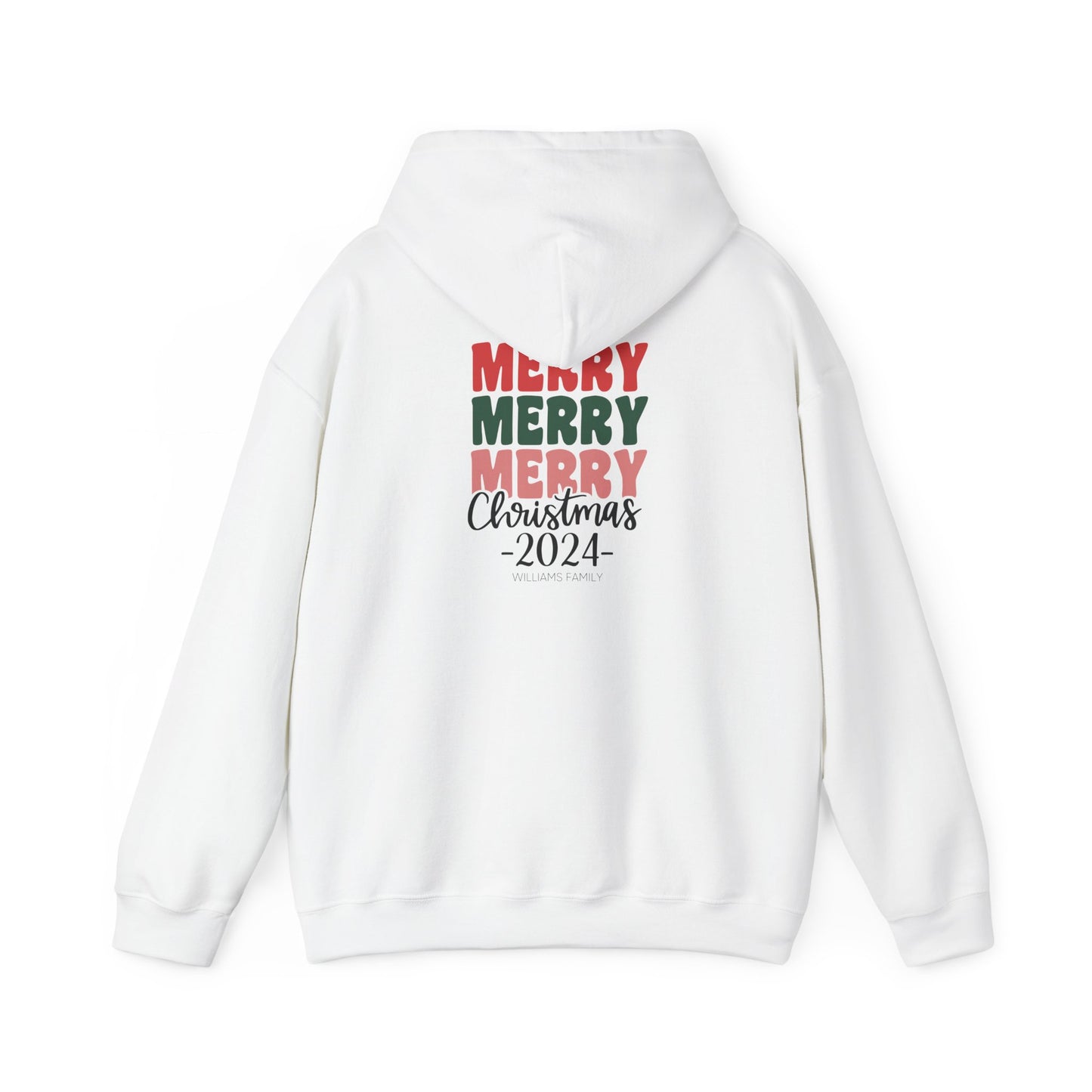 Unisex Heavy Blend Hooded Sweatshirt Merry Merry Merry Christmas 2024 with Custom Name