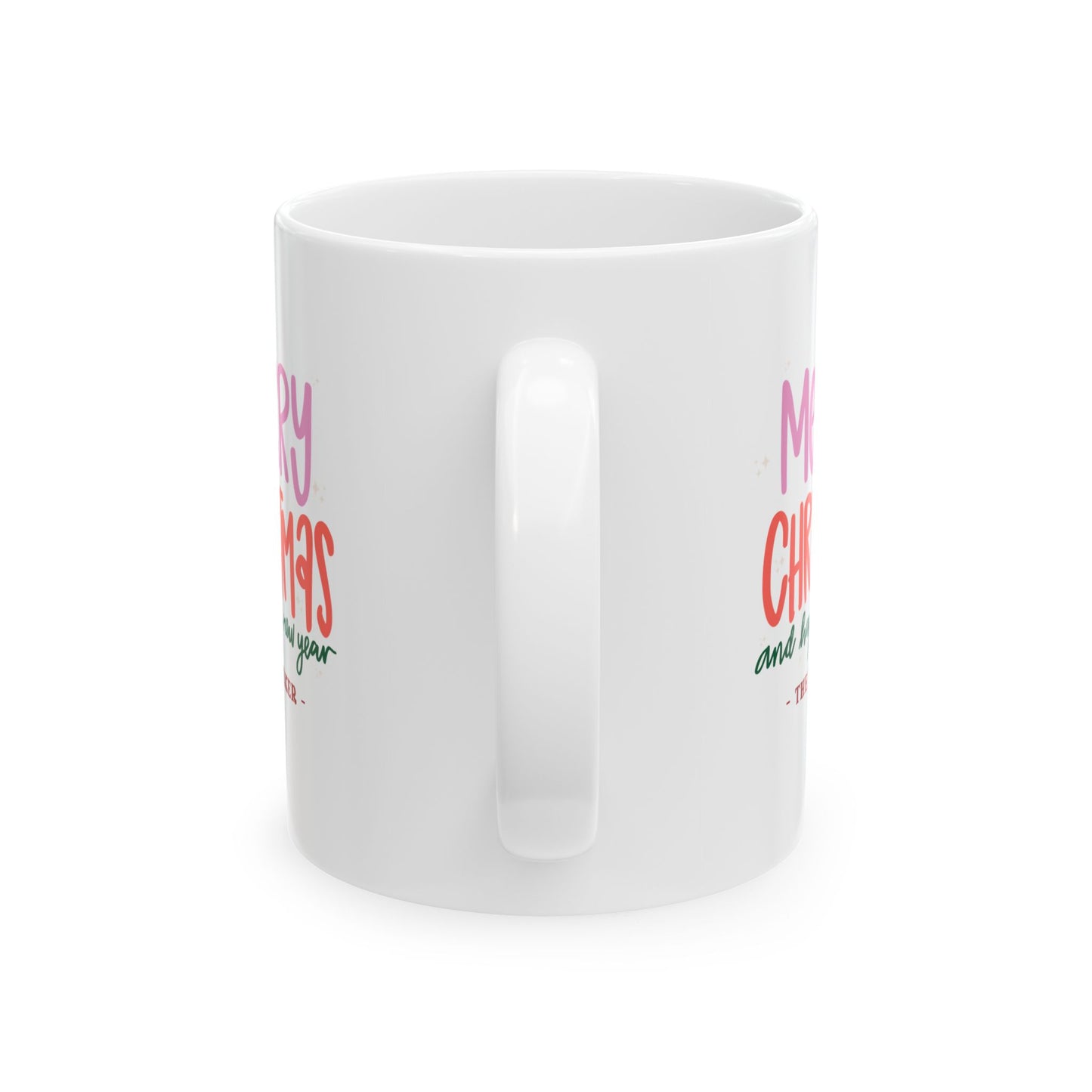 Ceramic Mug (11oz White) - Merry Christmas & Happy New Year Christmas 2024 with Custom Name