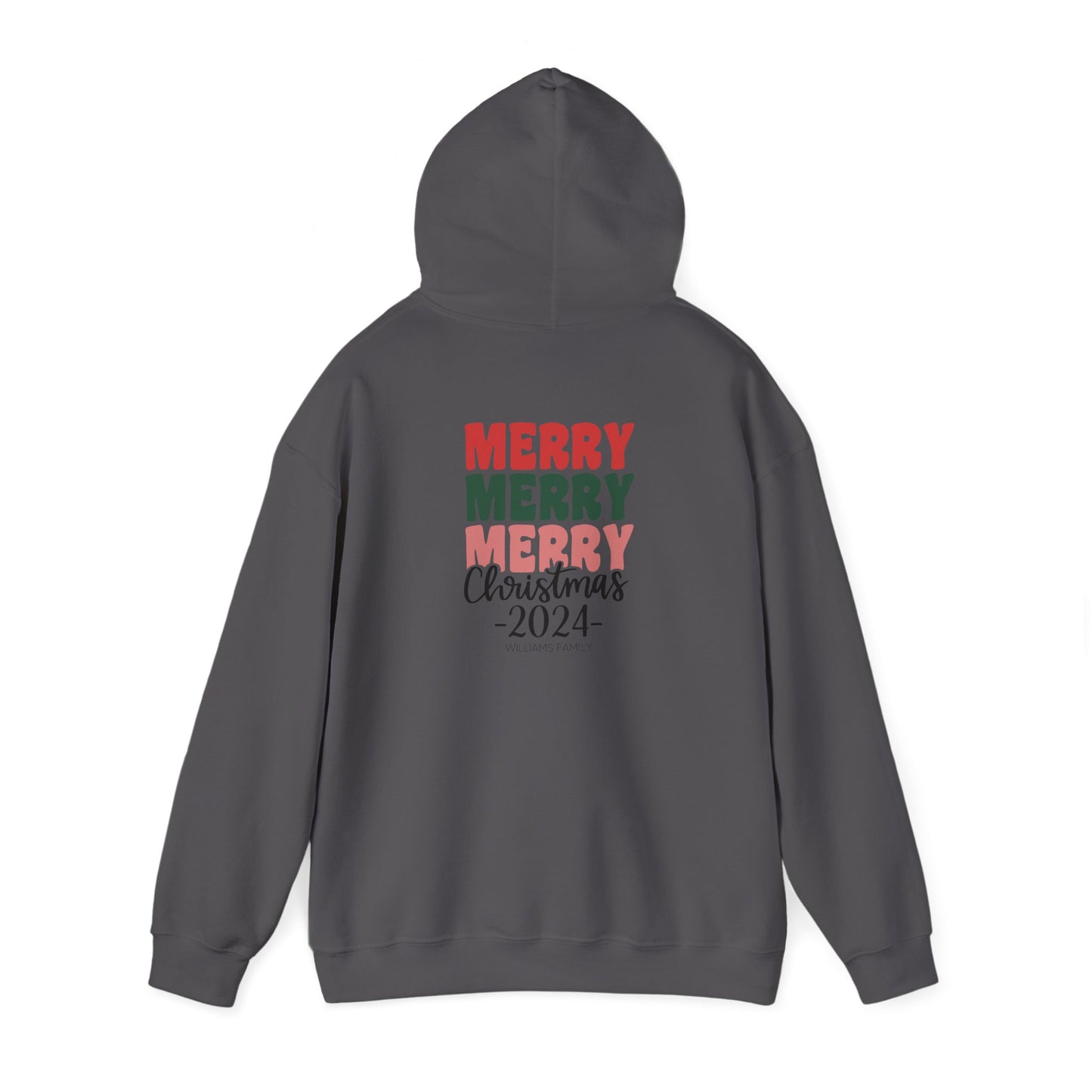 Unisex Heavy Blend Hooded Sweatshirt Merry Merry Merry Christmas 2024 with Custom Name