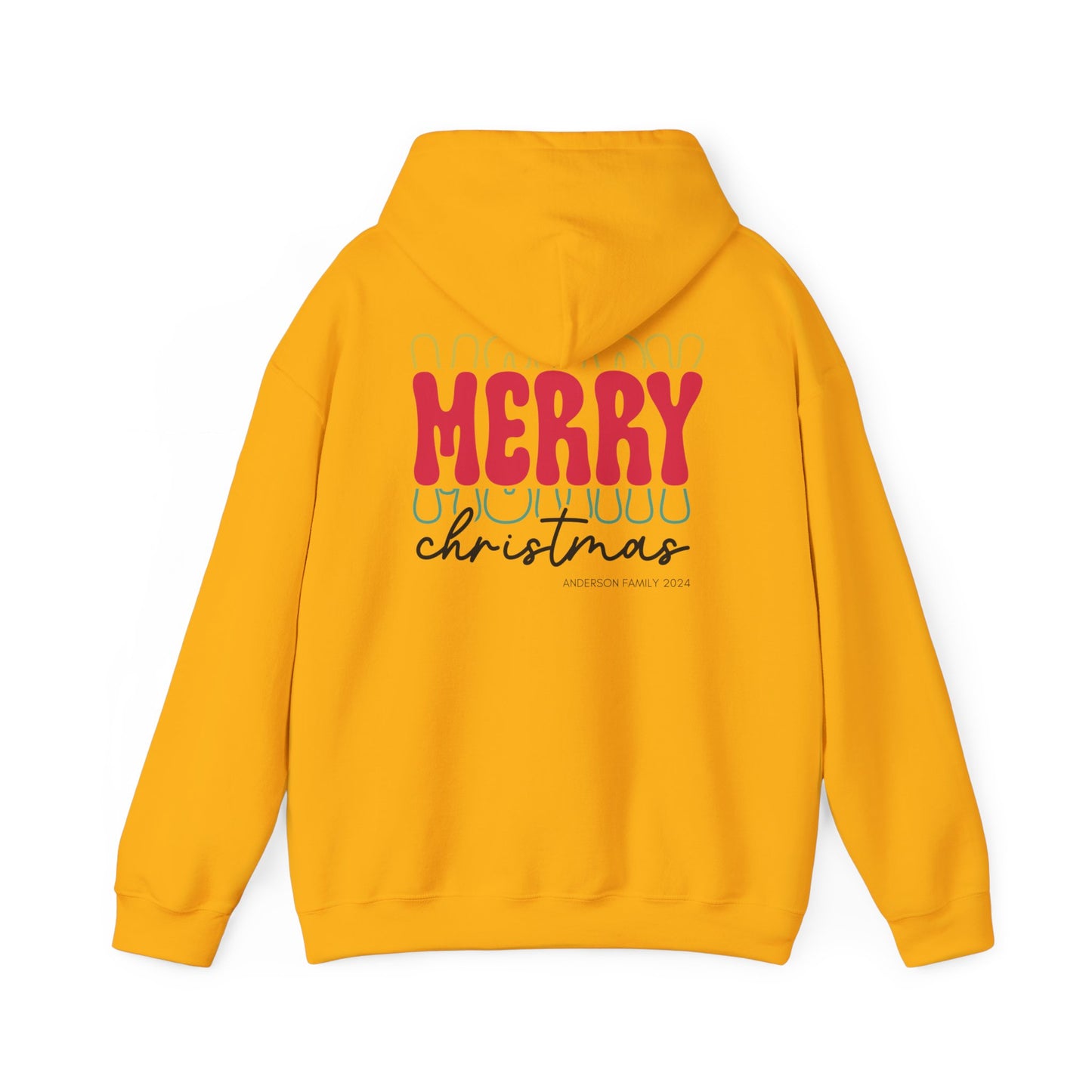 Unisex Heavy Blend Hooded Sweatshirt MERRY MERRY MERRY Christmas 2024 with Custom Name