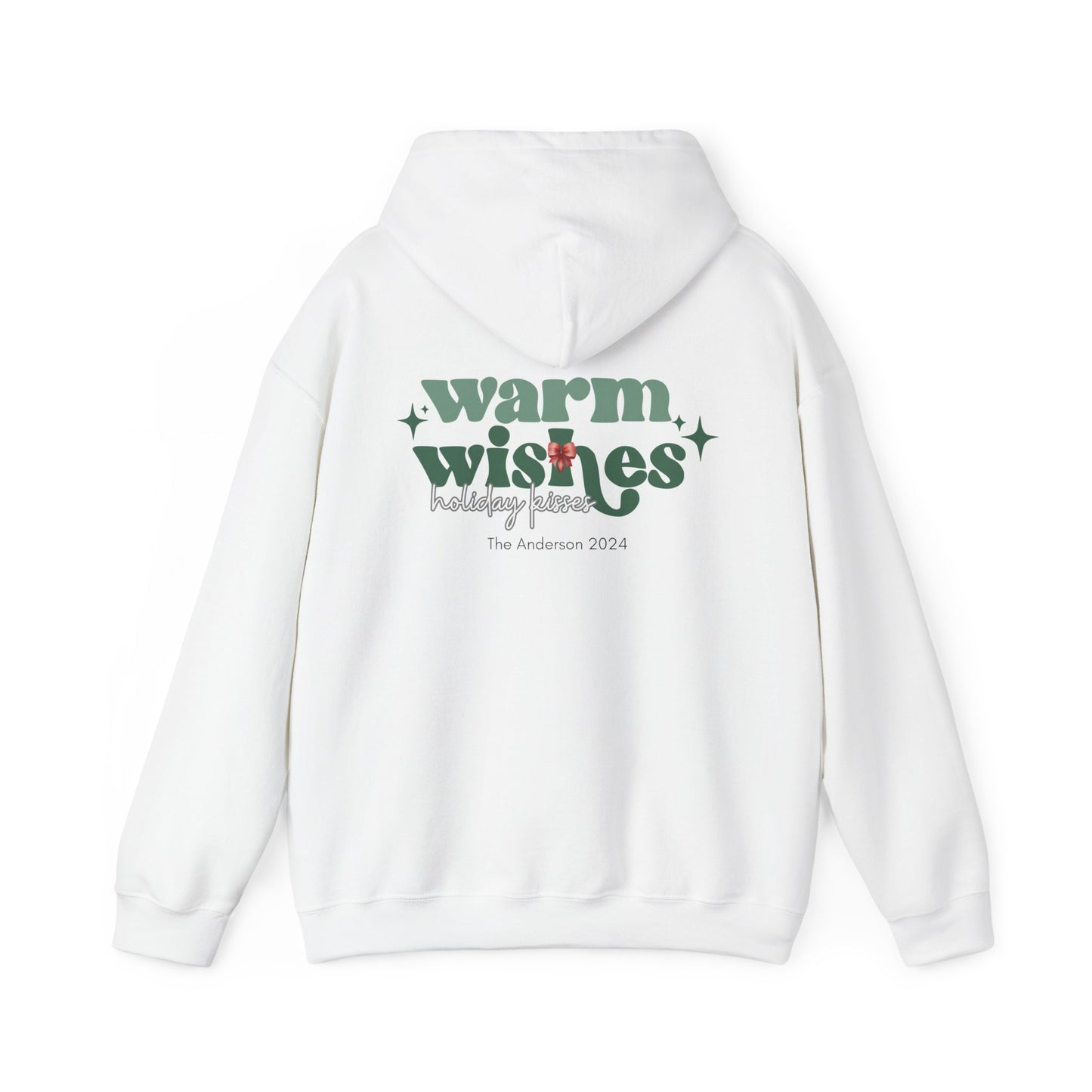 Unisex Heavy Blend Hooded Sweatshirt Warm Wishes Holiday Kisses Christmas 2024 with Custom Name