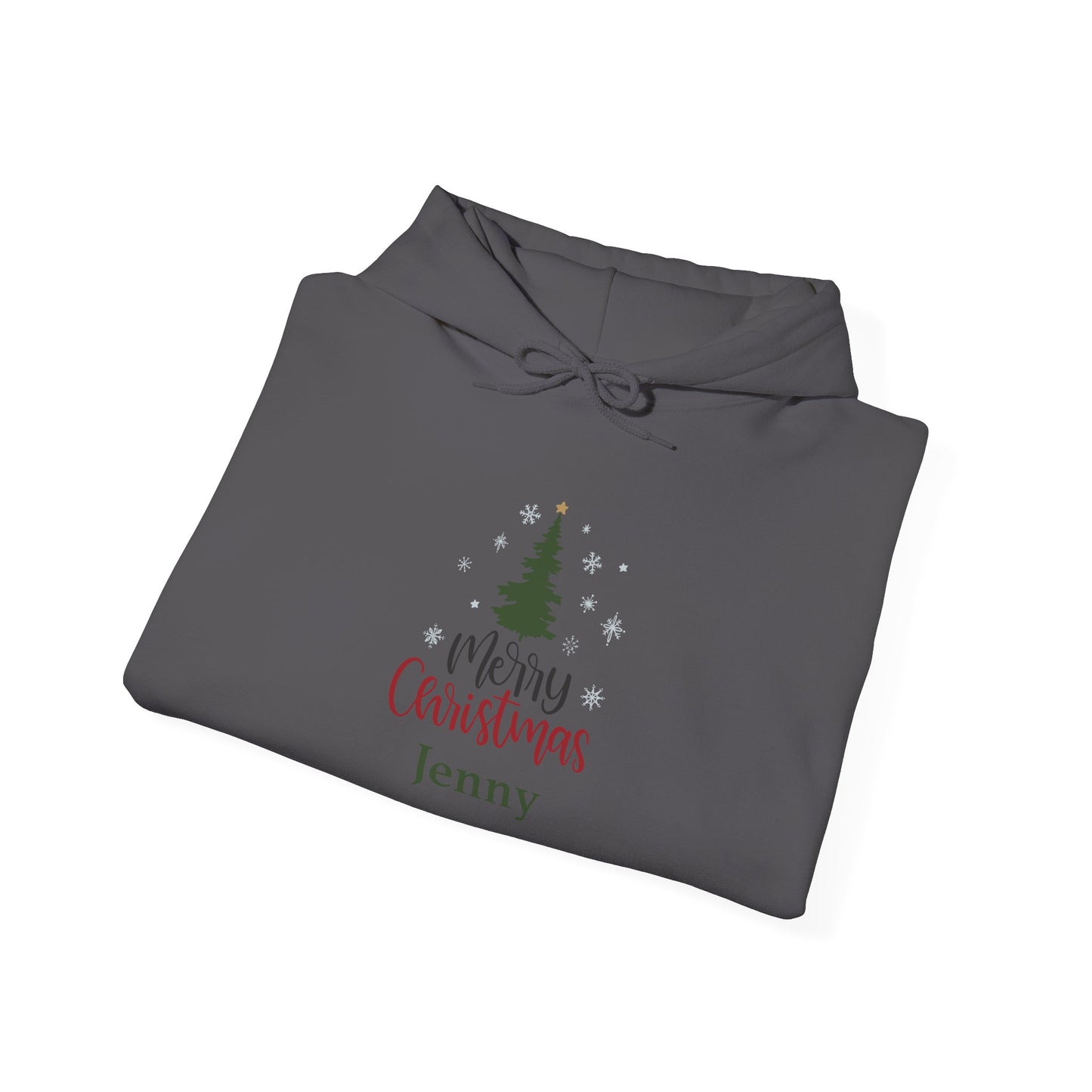 Unisex Heavy Blend Hooded Sweatshirt Christmas Design 2024 - Merry Christmas Tree with Custom Name