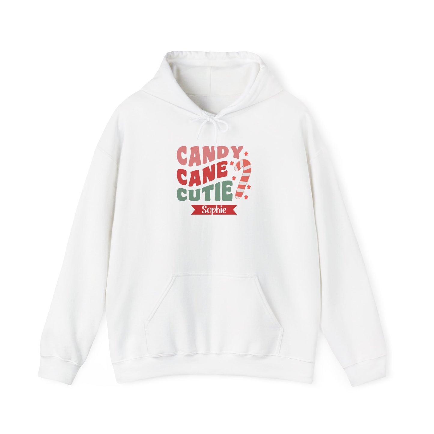 Unisex Heavy Blend Hooded Sweatshirt Candy Cane Cutie Christmas 2024 with Custom Name