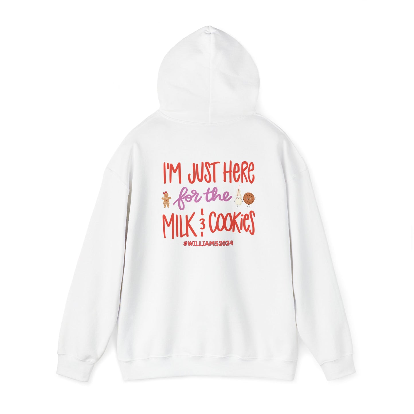 Unisex Heavy Blend Hooded Sweatshirt I'm just Here for the Milk & Cookies Christmas 2024 with Custom Name