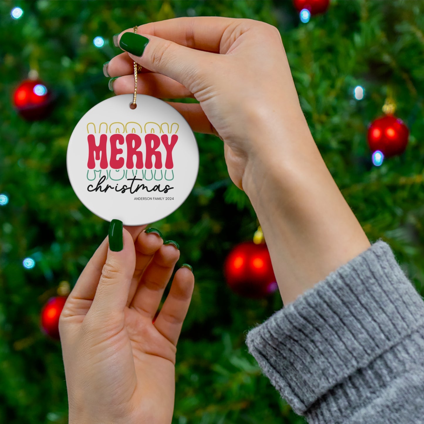 Ceramic Ornament - Merry Christmas 2024 with Custom Name