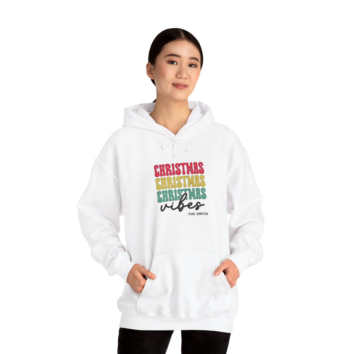 Unisex Heavy Blend Hooded Sweatshirt Christmas Vibes Christmas 2024 with Custom Name