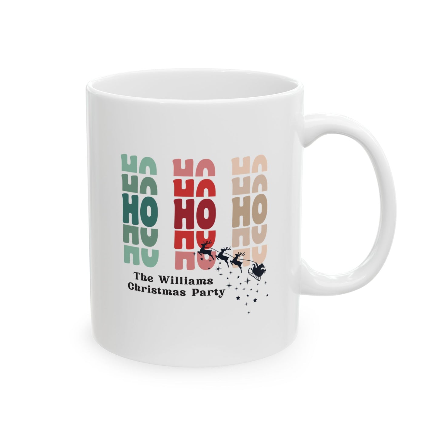 Ceramic Mug (11oz White) - HO HO HO Christmas 2024 with Custom Name