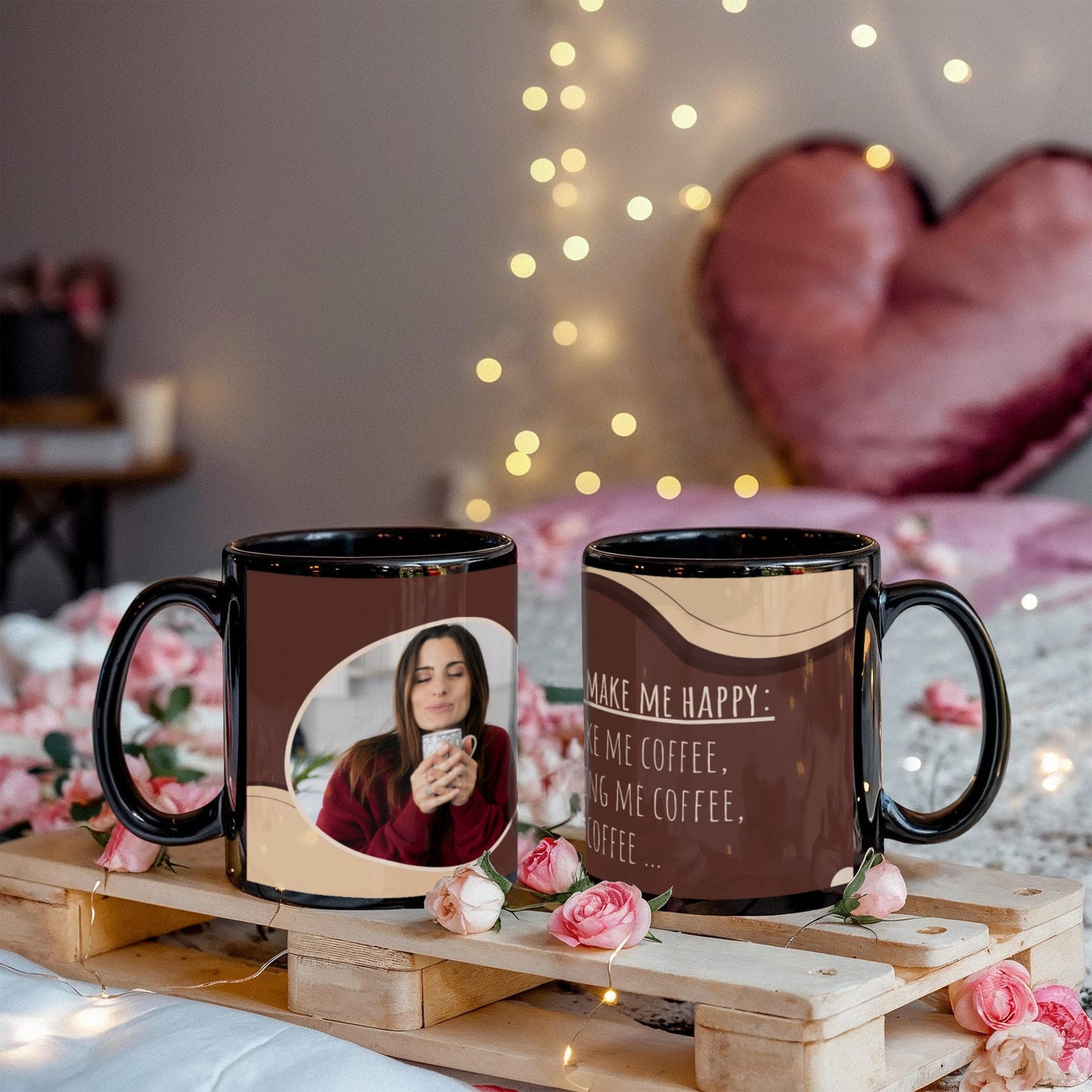Personalized Upload Your Design Black Ceramic Mug