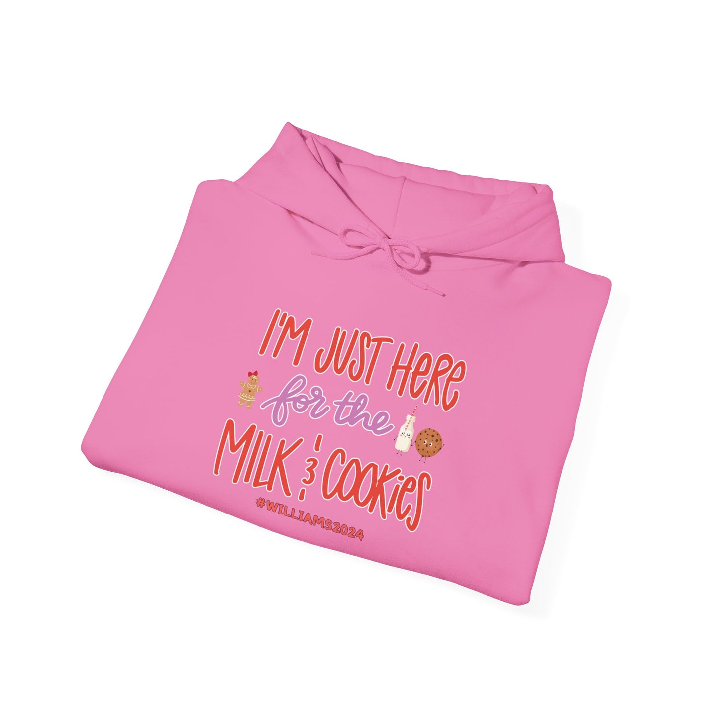 Unisex Heavy Blend Hooded Sweatshirt I'm just Here for the Milk & Cookies Christmas 2024 with Custom Name