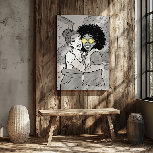 CANVAS 24x36 UPLOAD PORTRAIT (B&W Comic Style)