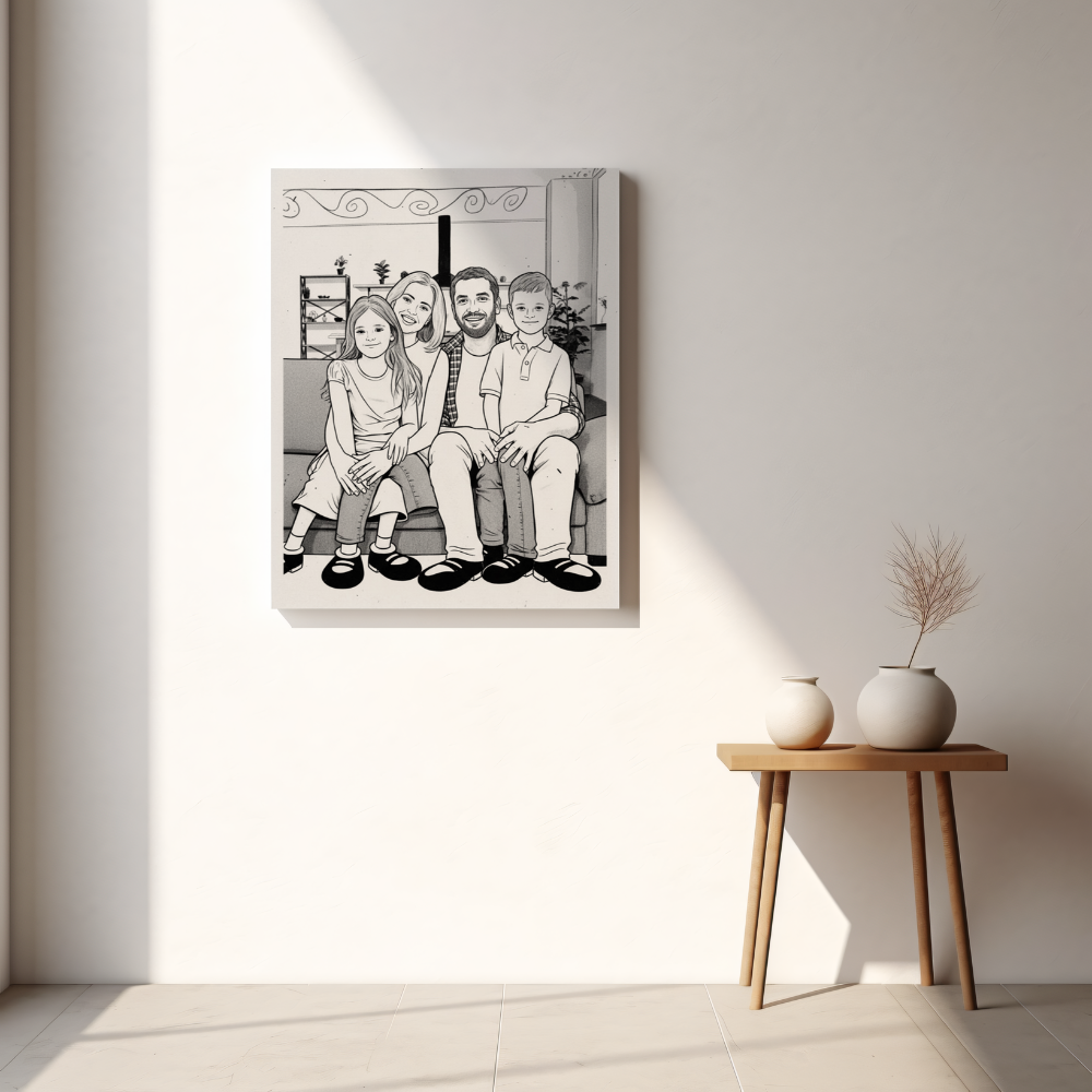 CANVAS 24x36 UPLOAD PORTRAIT (B&W Comic Style)