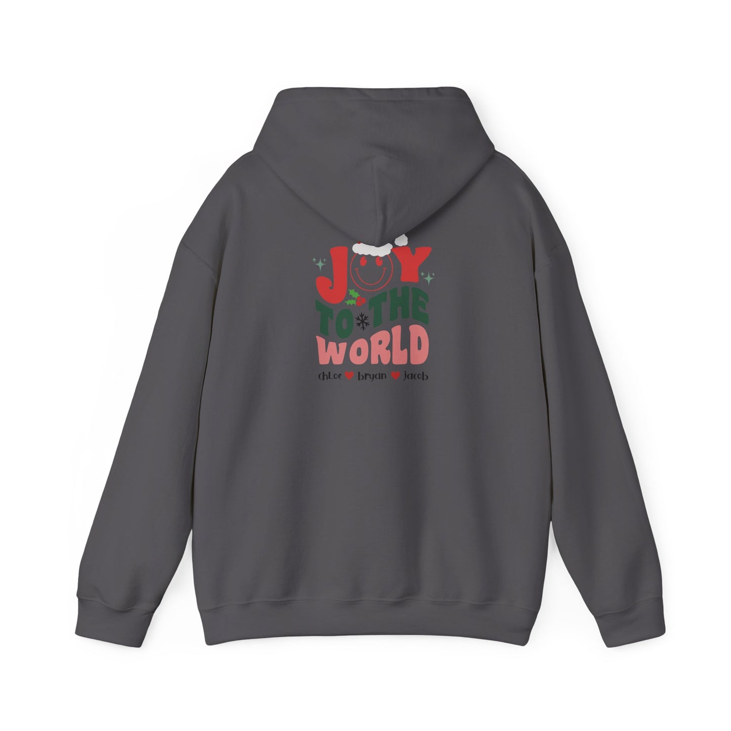 Unisex Heavy Blend Hooded Sweatshirt Joy To The World Christmas 2024 with Custom Name