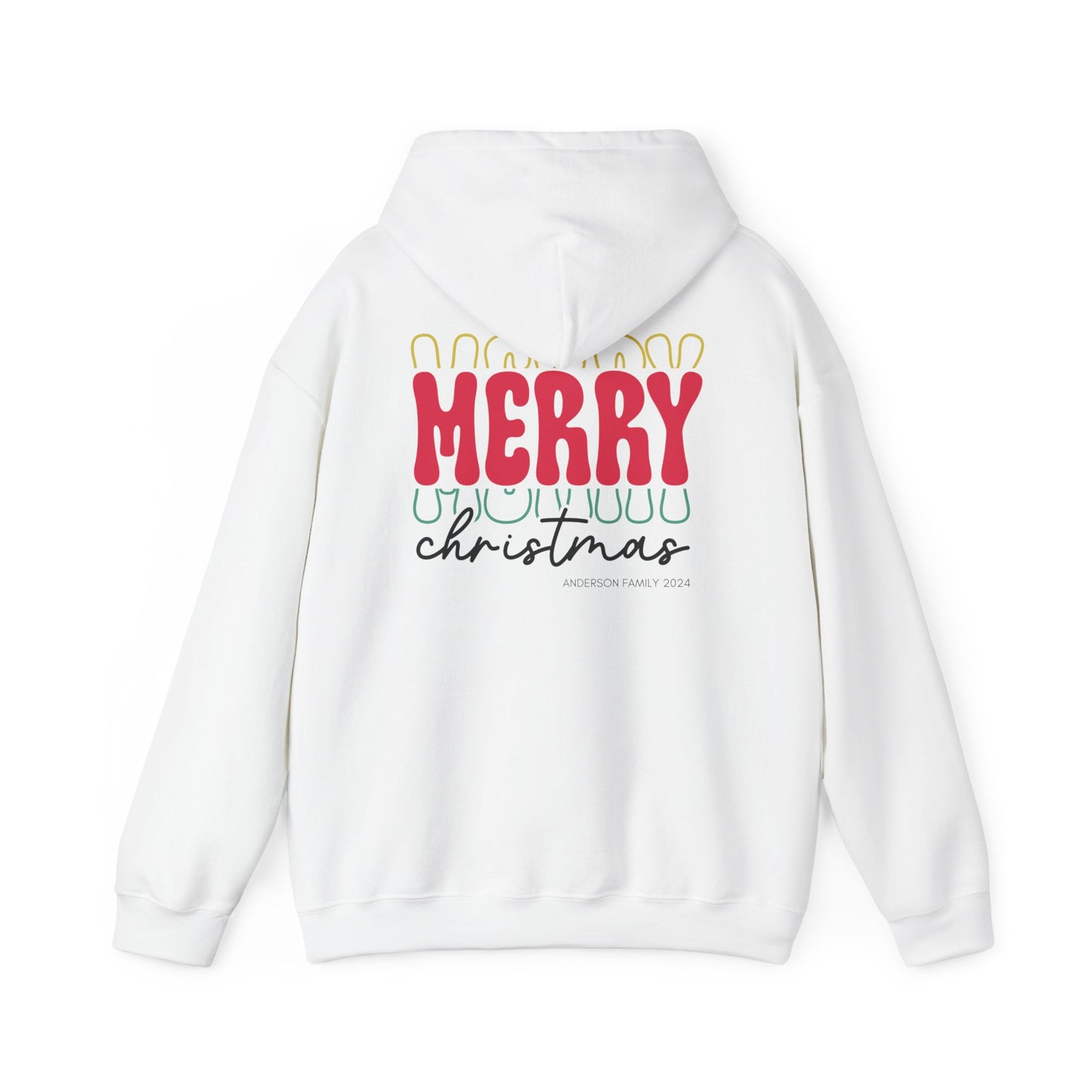 Unisex Heavy Blend Hooded Sweatshirt MERRY MERRY MERRY Christmas 2024 with Custom Name